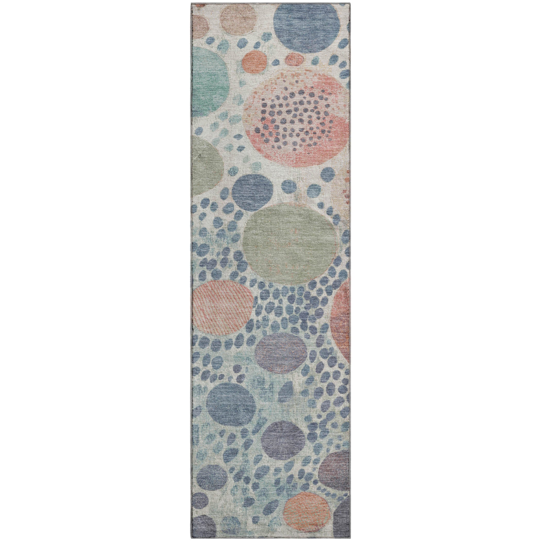 Kathmandu Machine Washable Transitional Denim Blue Rug 2'3" x 7'6" #shape_Runner