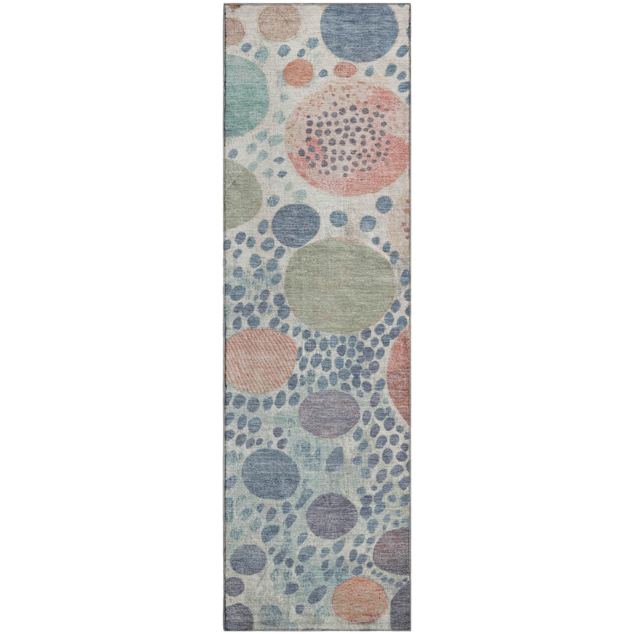 Kathmandu Machine Washable Transitional Denim Blue Rug 2'3" x 7'6" #shape_Runner