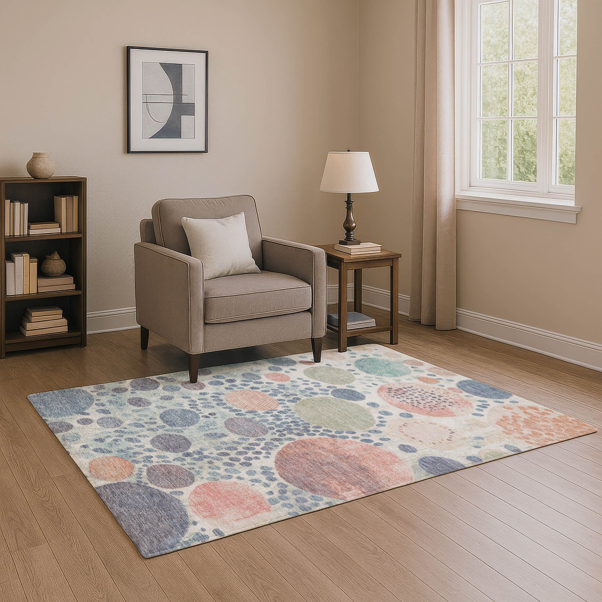 Kathmandu Machine Washable Transitional Denim Blue Rug 2'6" x 3'10" #shape_Rectangle