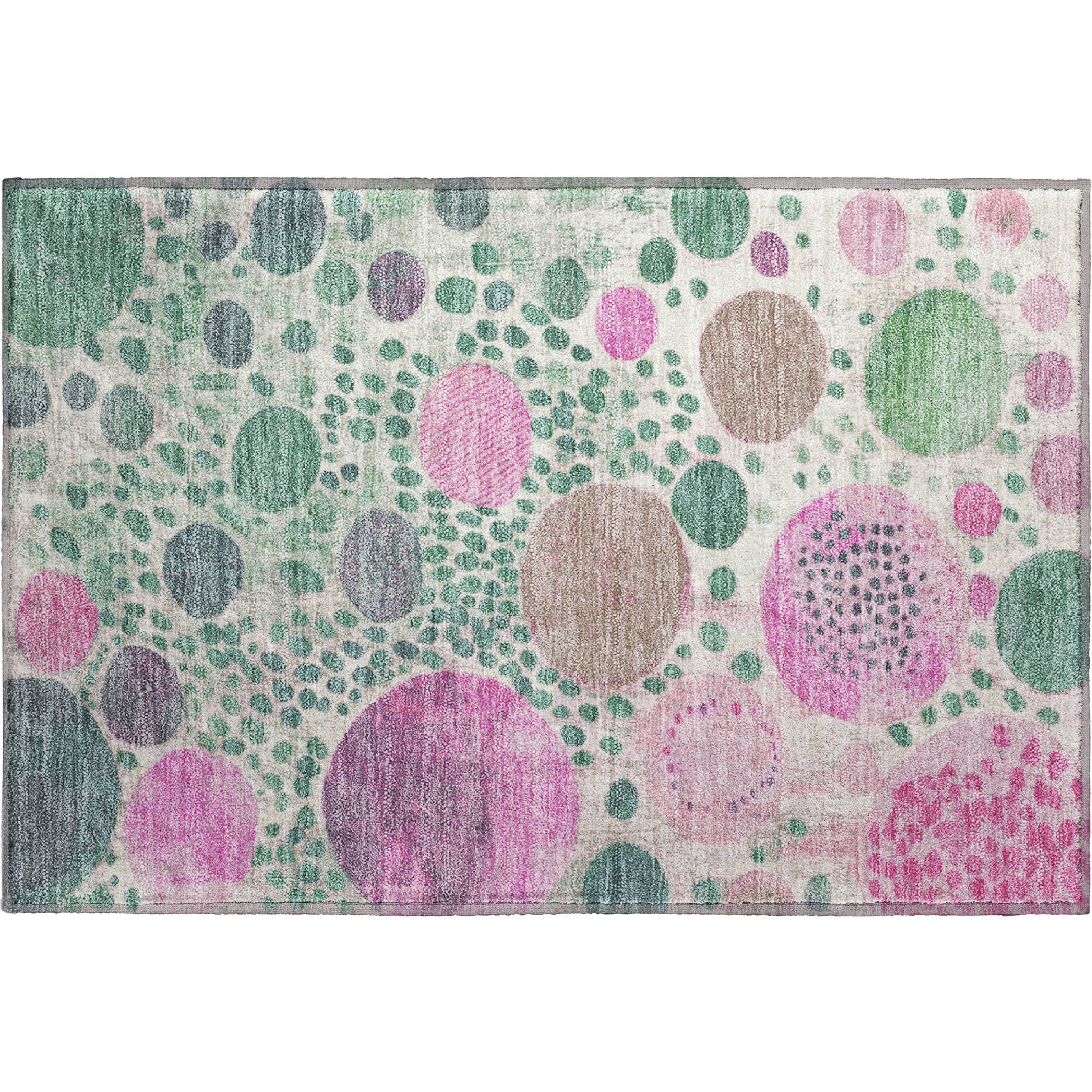 Kathmandu Machine Washable Transitional Green Rug 1'8" x 2'6" #shape_Rectangle