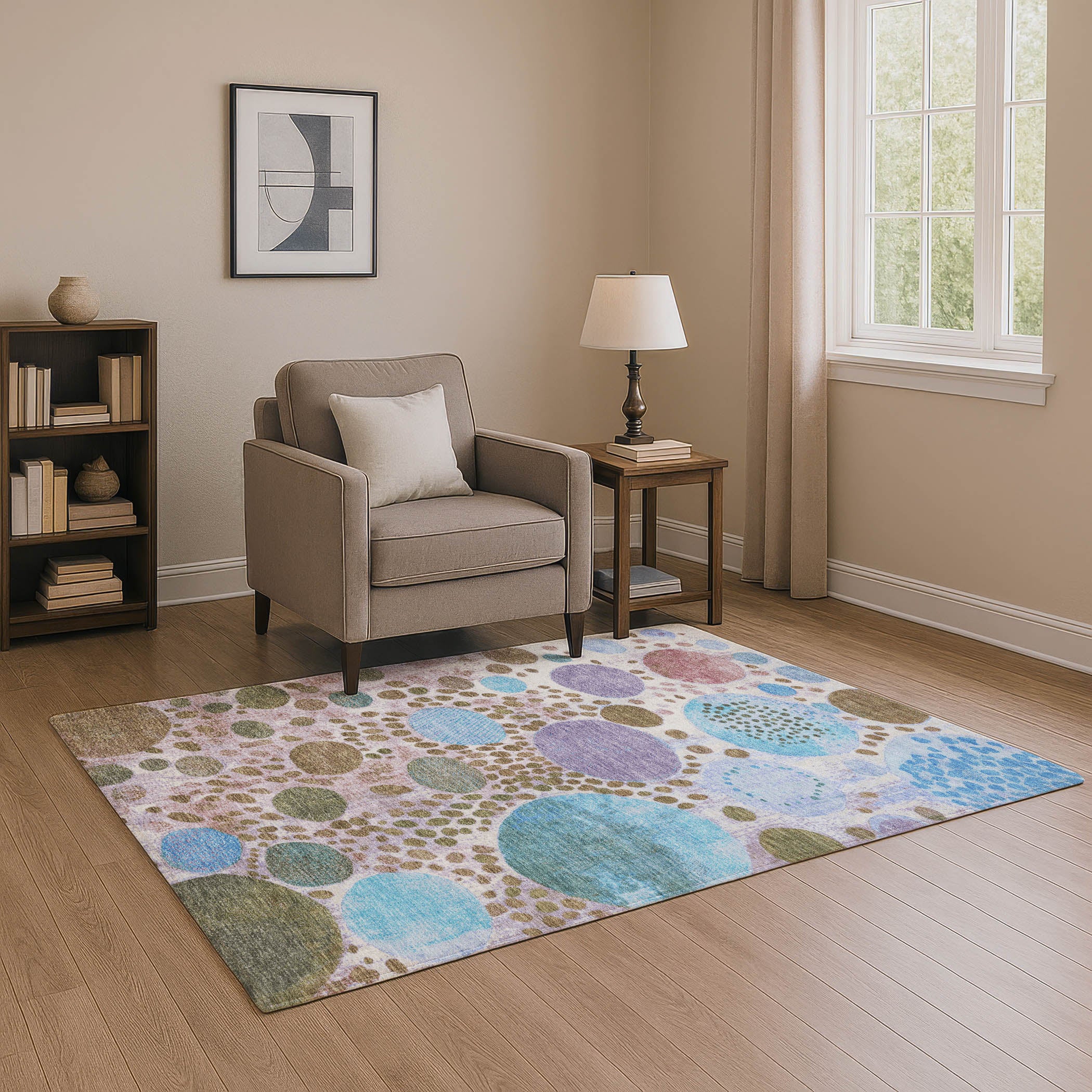 Kathmandu Machine Washable Transitional Khaki Brown Rug 2'6" x 3'10" #shape_Rectangle
