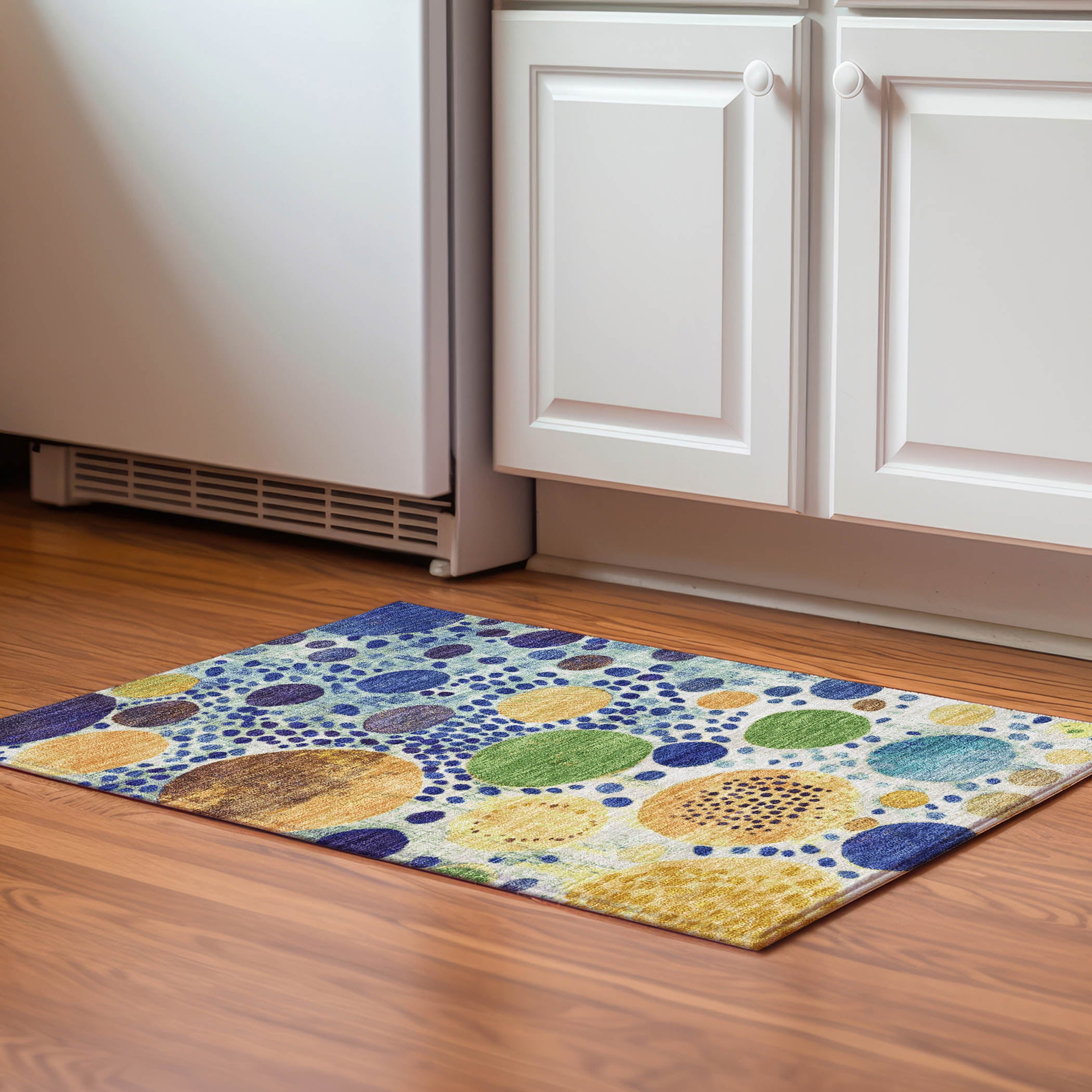 Kathmandu Machine Washable Transitional Navy Blue Rug 1'8" x 2'6" #shape_Rectangle