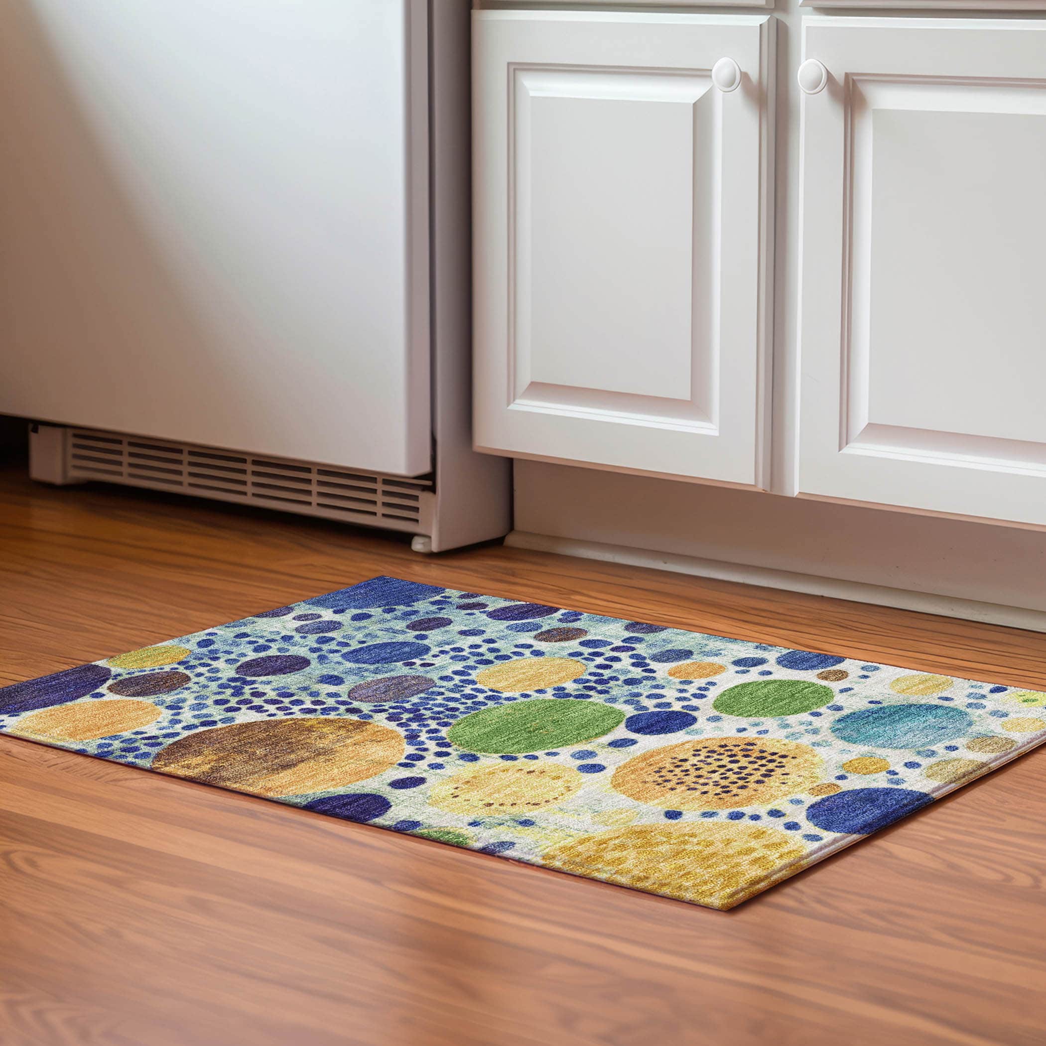 Kathmandu Machine Washable Transitional Navy Blue Rug 1'8" x 2'6" #shape_Rectangle