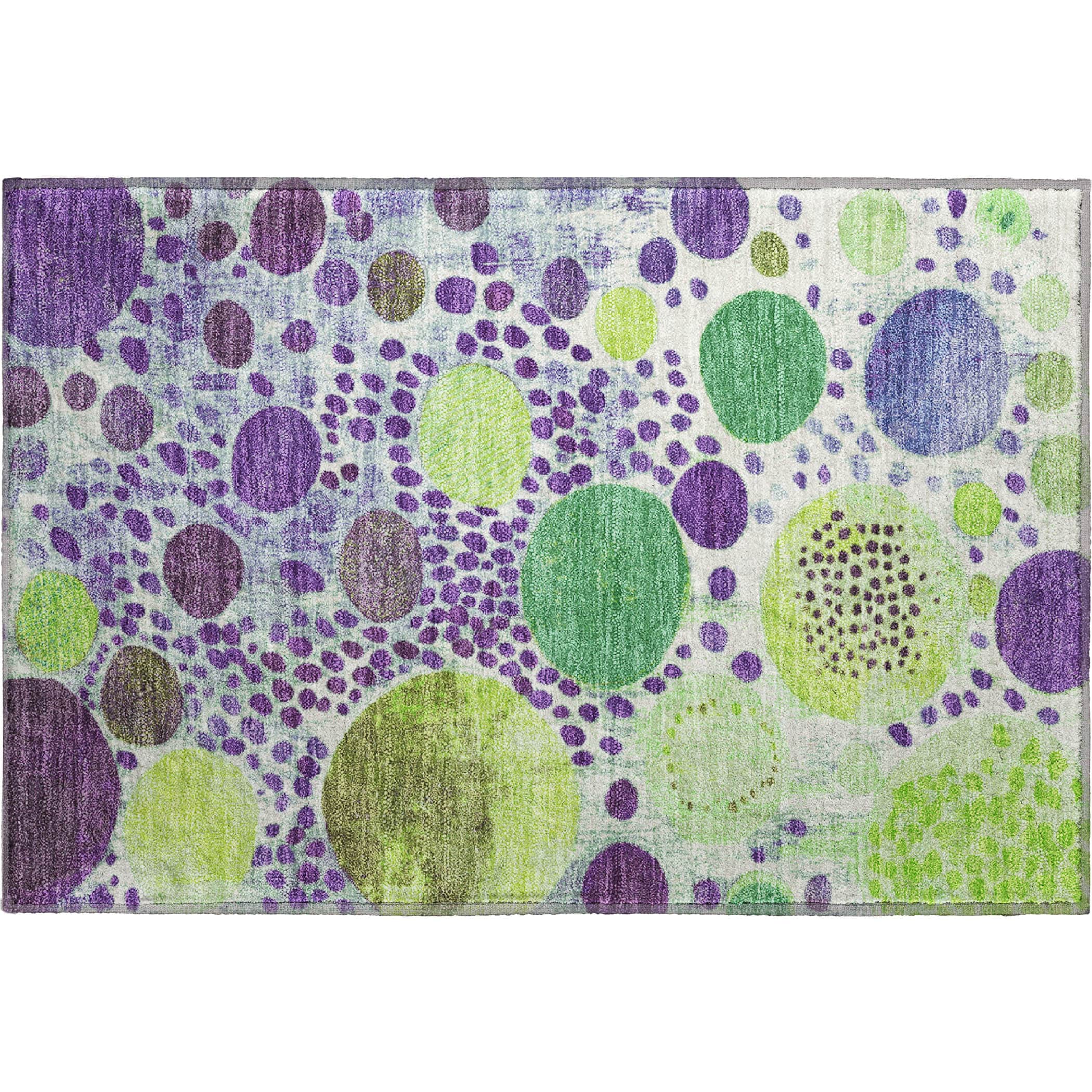 Kathmandu Machine Washable Transitional Purple Rug 1'8" x 2'6" #shape_Rectangle