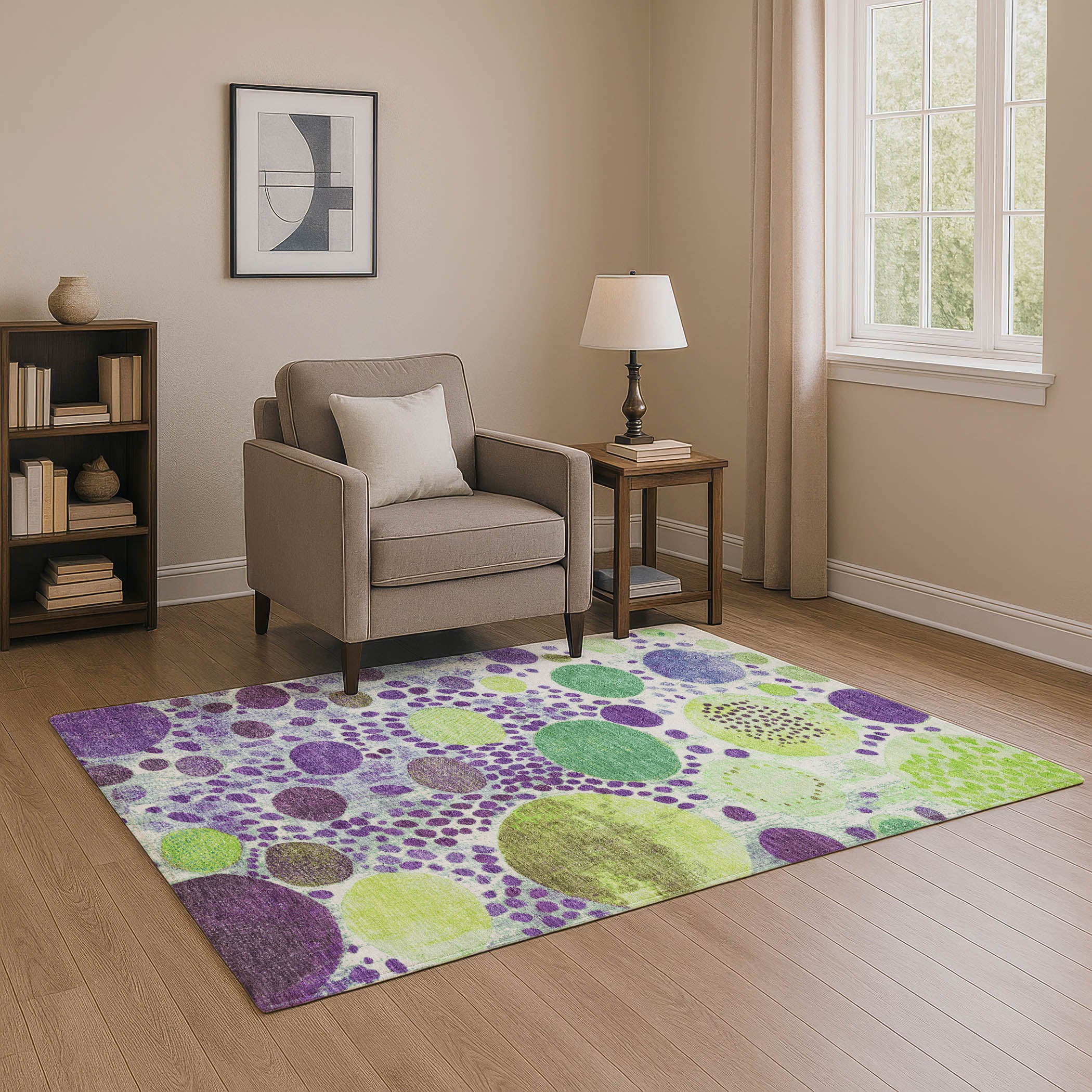 Kathmandu Machine Washable Transitional Purple Rug 2'6" x 3'10" #shape_Rectangle