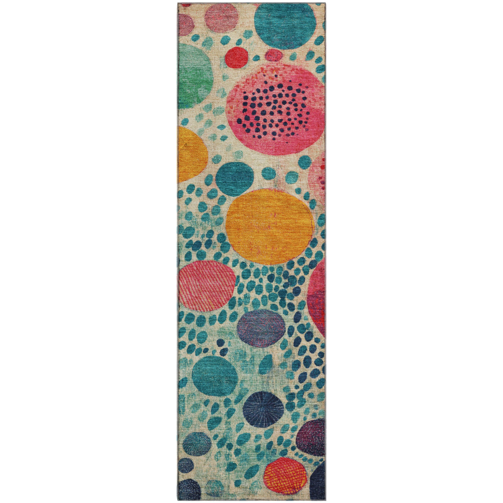 Kathmandu Machine Washable Transitional Teal Rug 2'3" x 7'6" #shape_Runner
