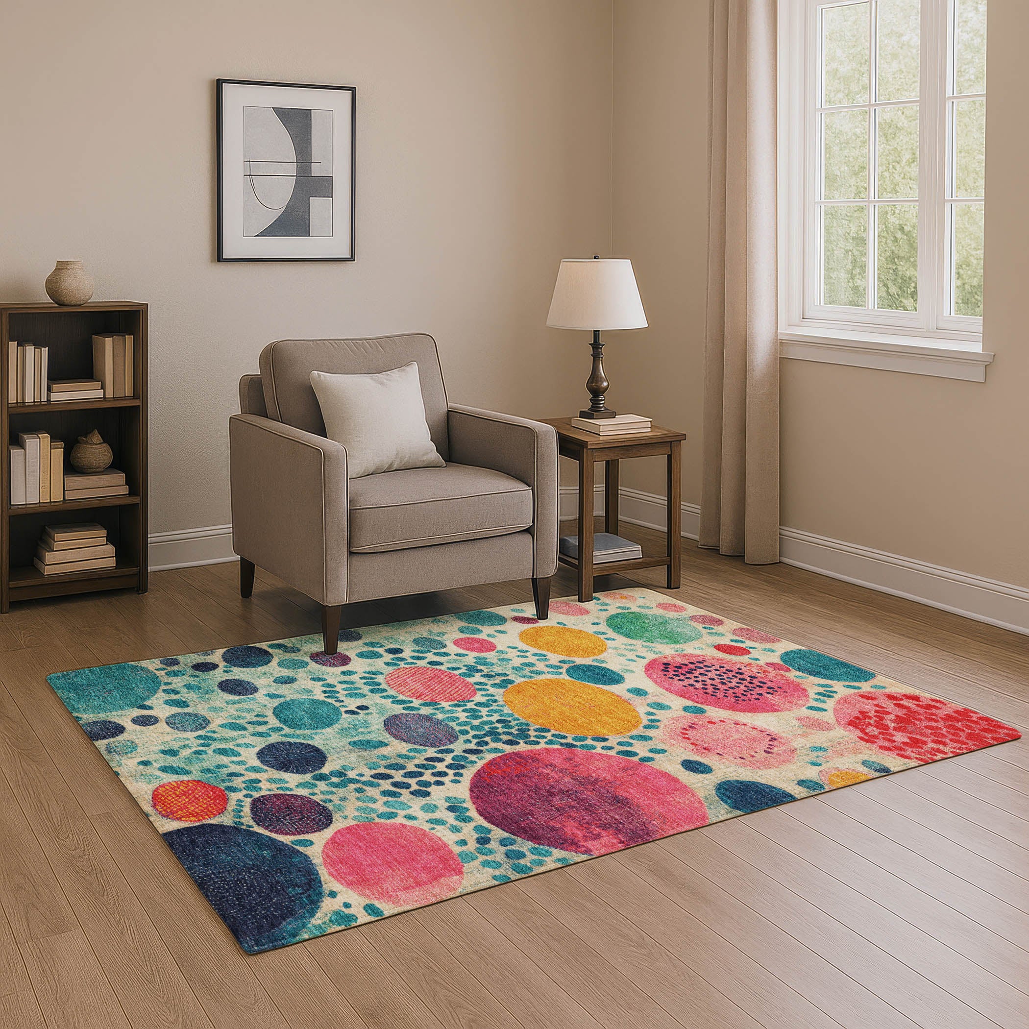 Kathmandu Machine Washable Transitional Teal Rug 2'6" x 3'10" #shape_Rectangle