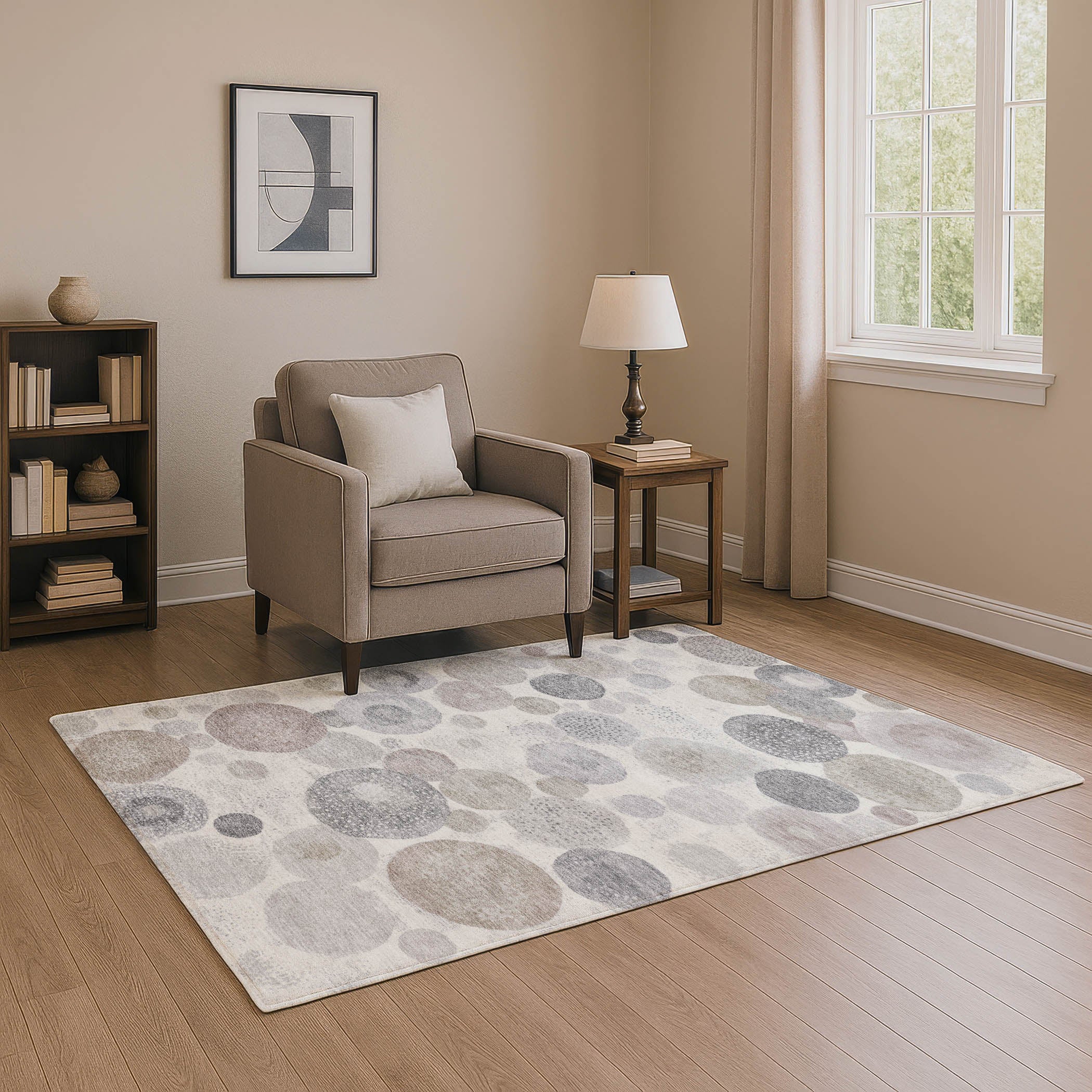 Santorini Machine Washable Transitional Ivory Rug 2'6" x 3'10" #shape_Rectangle
