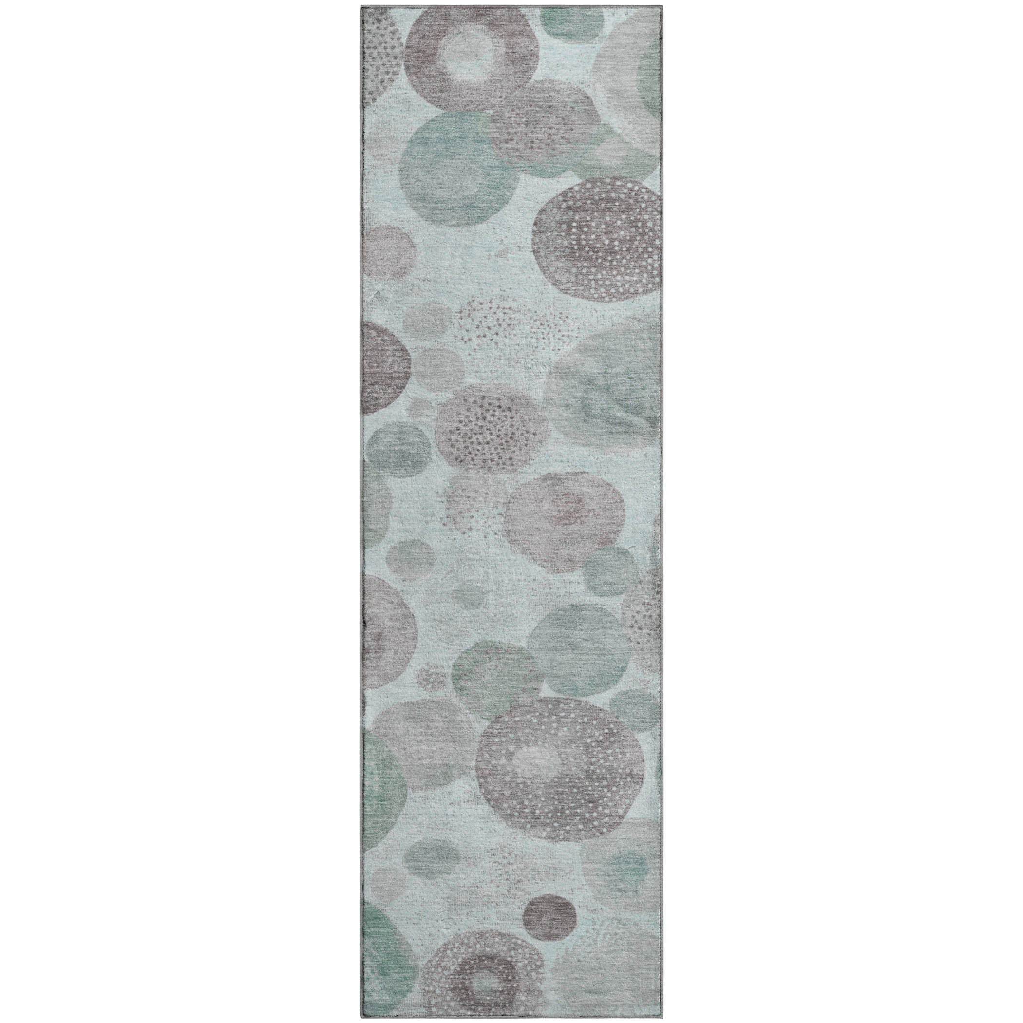 Santorini Machine Washable Transitional Mint Green Rug 2'3" x 7'6" #shape_Runner