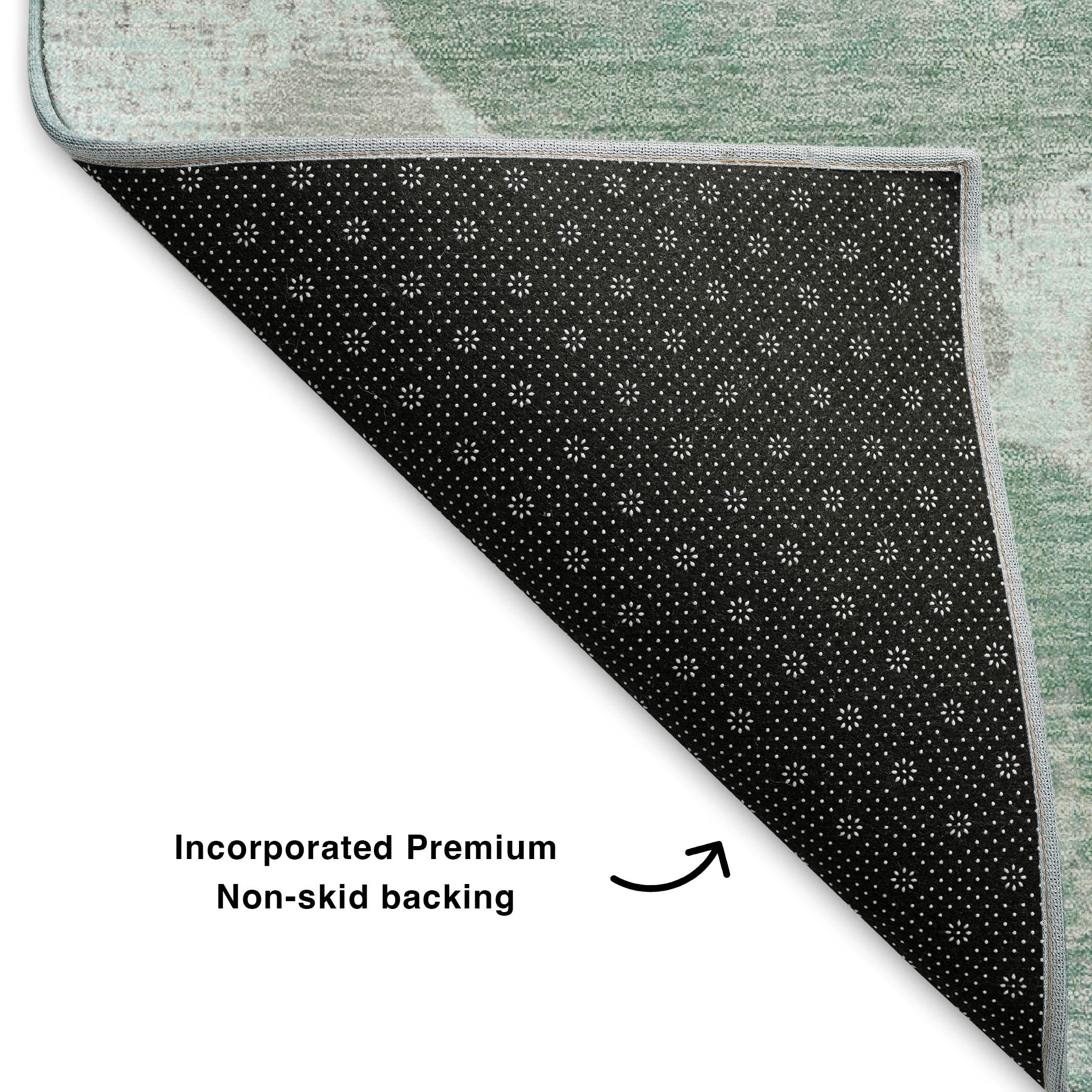 Santorini Machine Washable Transitional Mint Green Rug 1'8" x 2'6" #shape_Rectangle
