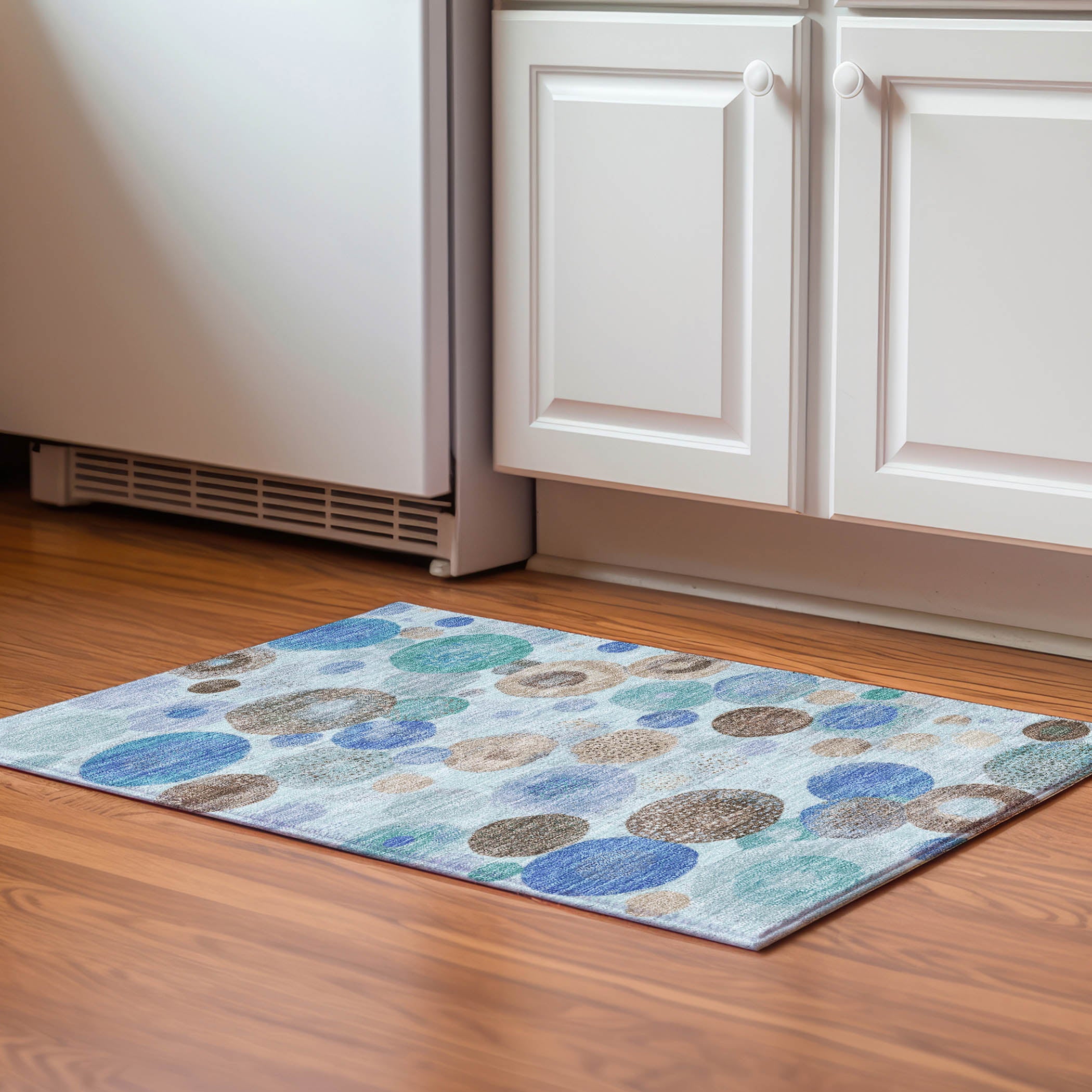 Santorini Machine Washable Transitional Teal Rug 1'8" x 2'6" #shape_Rectangle