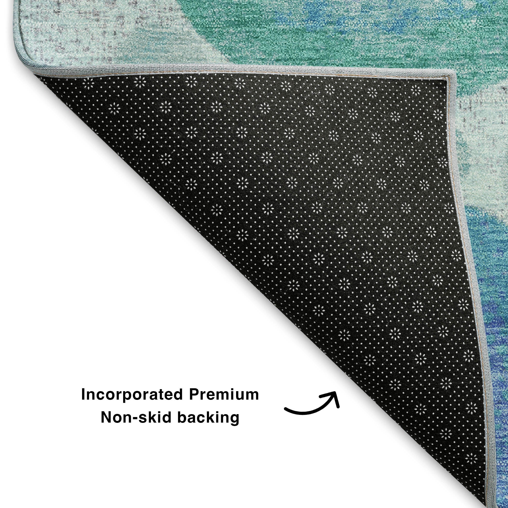Santorini Machine Washable Transitional Teal Rug 1'8" x 2'6" #shape_Rectangle