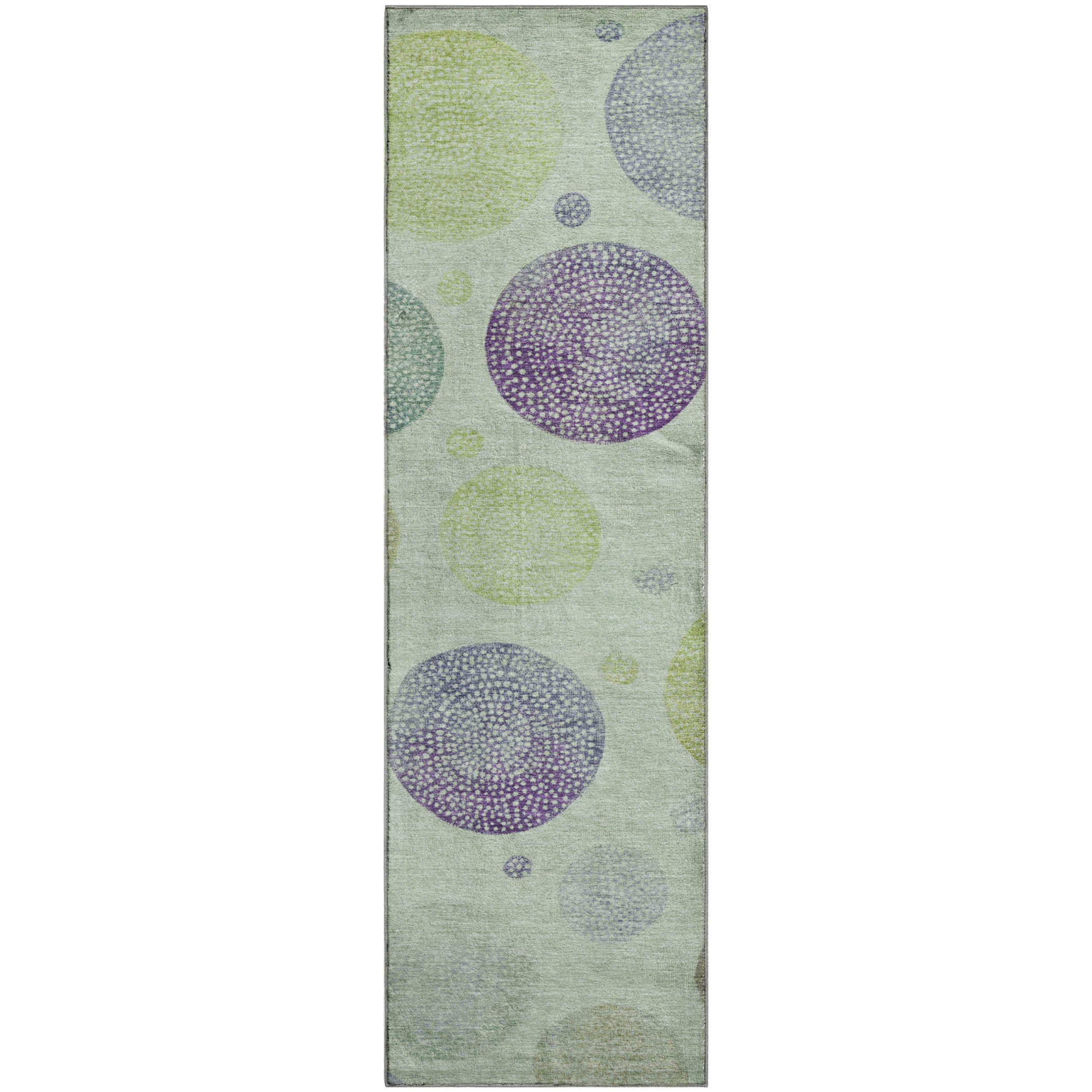 Cusco Machine Washable Transitional Aloe Green Rug 2'3" x 7'6" #shape_Runner