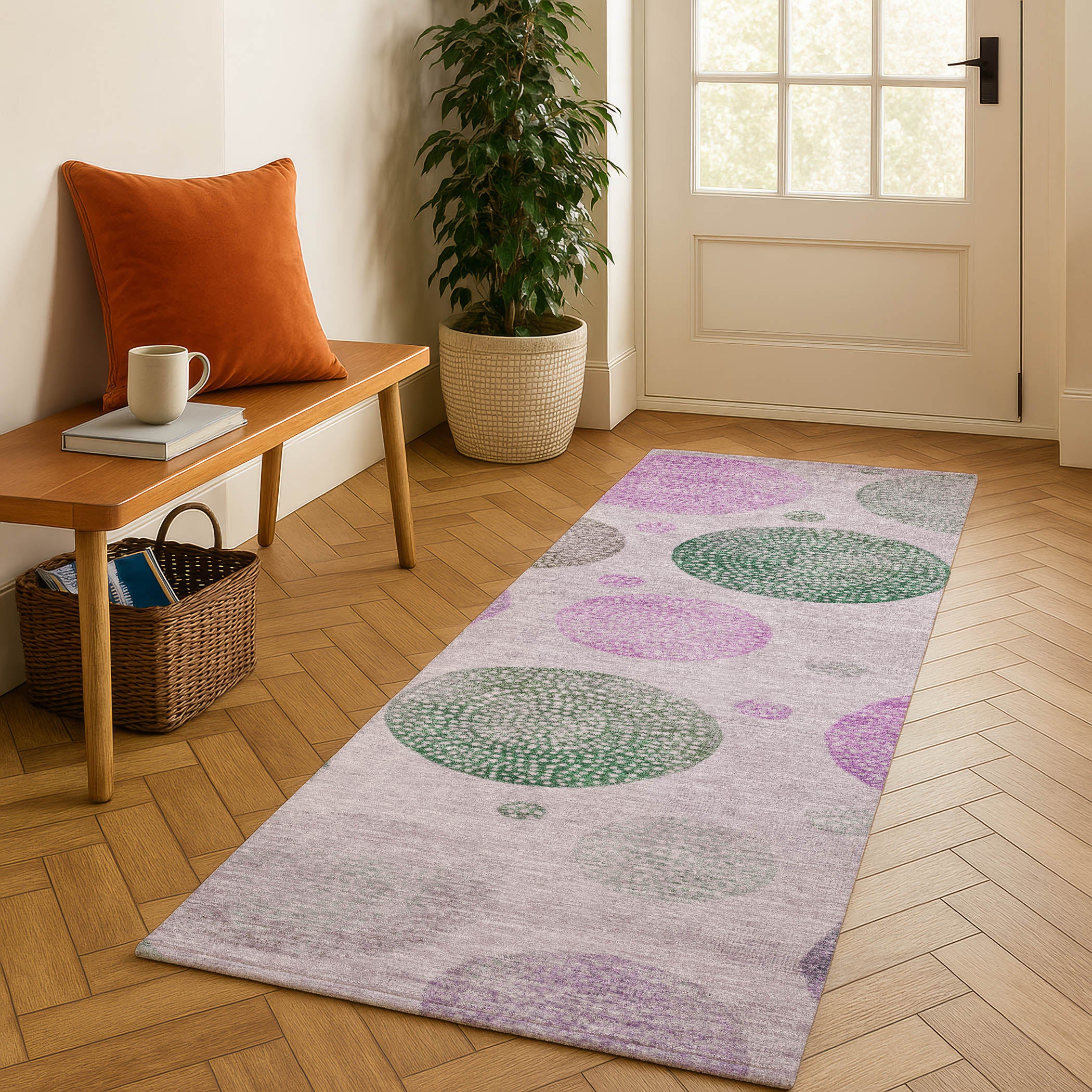 Cusco Machine Washable Transitional Blush Pink Rug 2'3" x 7'6" #shape_Runner