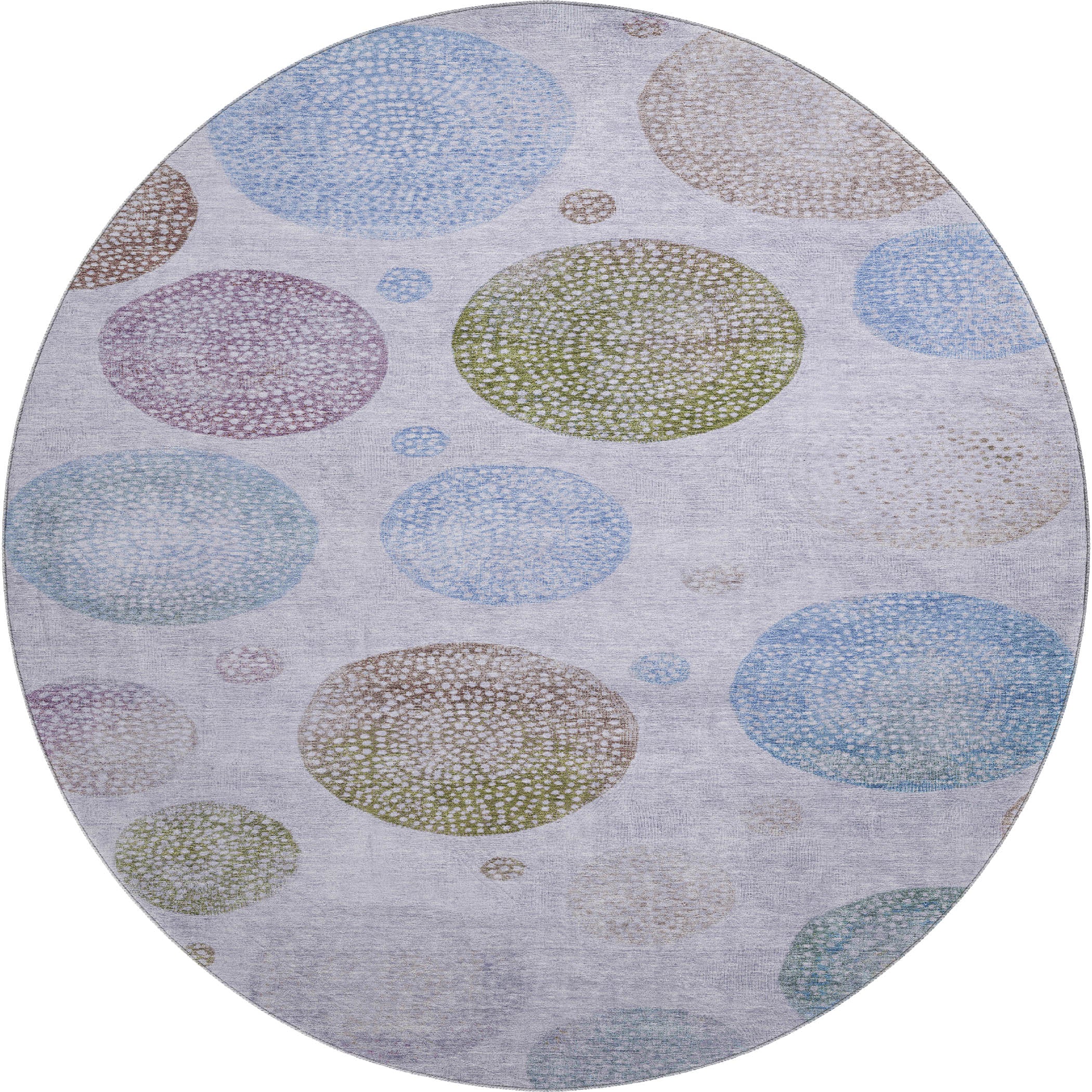 Cusco Machine Washable Transitional Lavender Purple Rug 8' x 8' #shape_Round