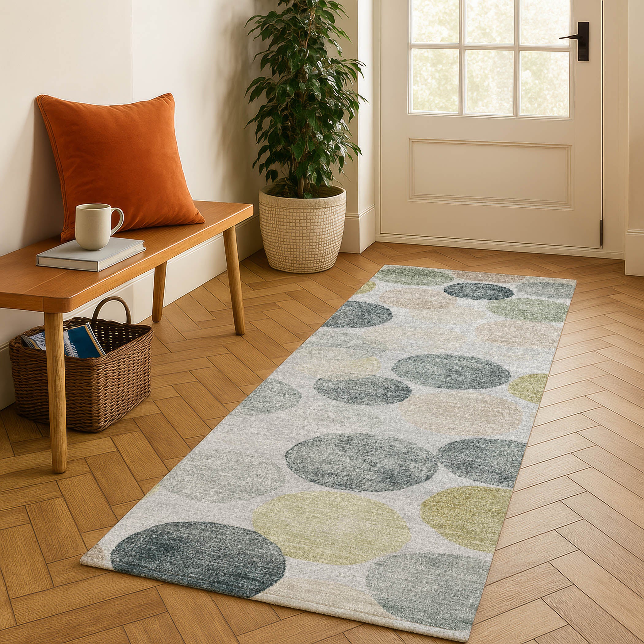 Split Machine Washable Transitional Gray Rug 2'3" x 7'6" #shape_Runner