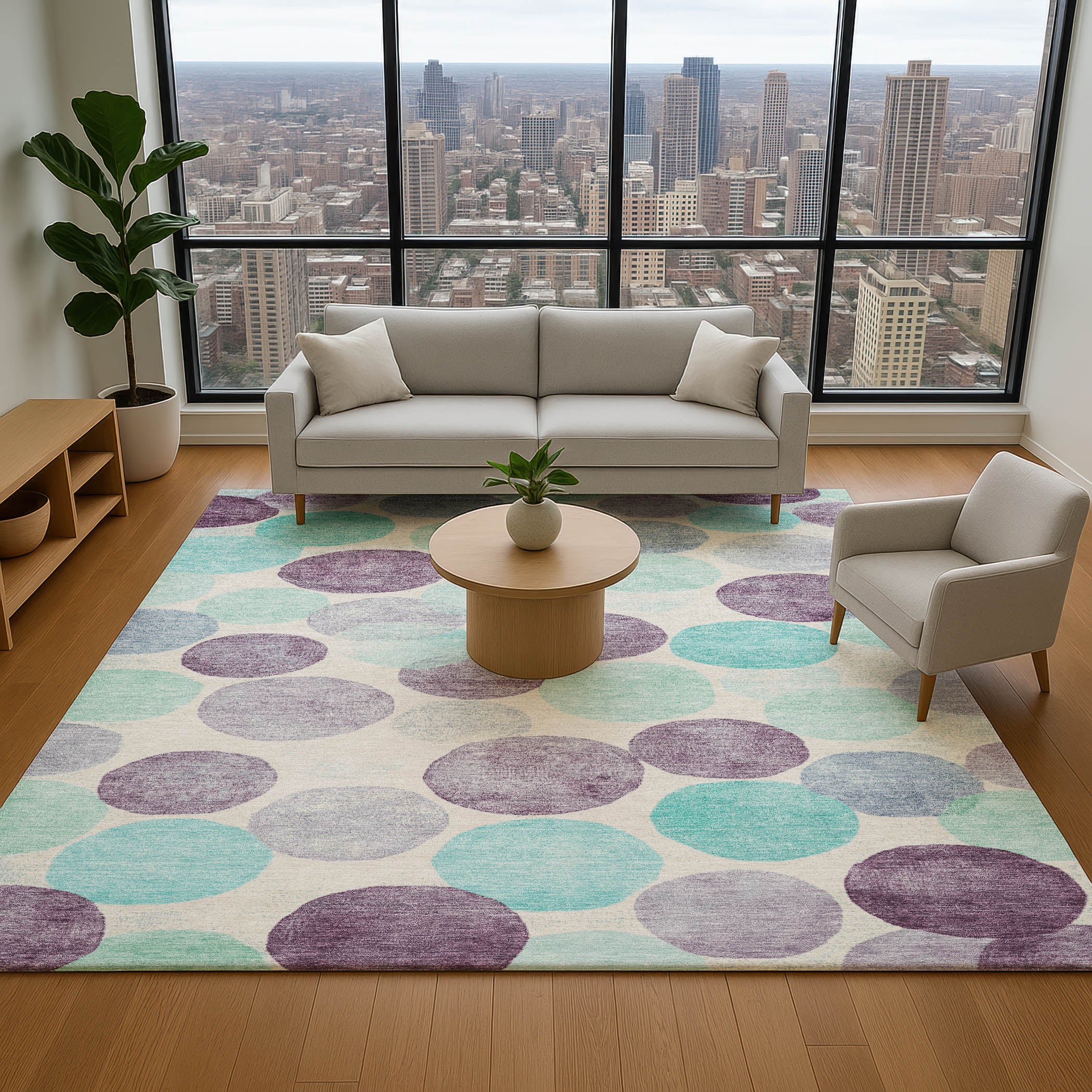 Split Machine Washable Transitional Plum Purple Rug 2'6" x 3'10" #shape_Rectangle