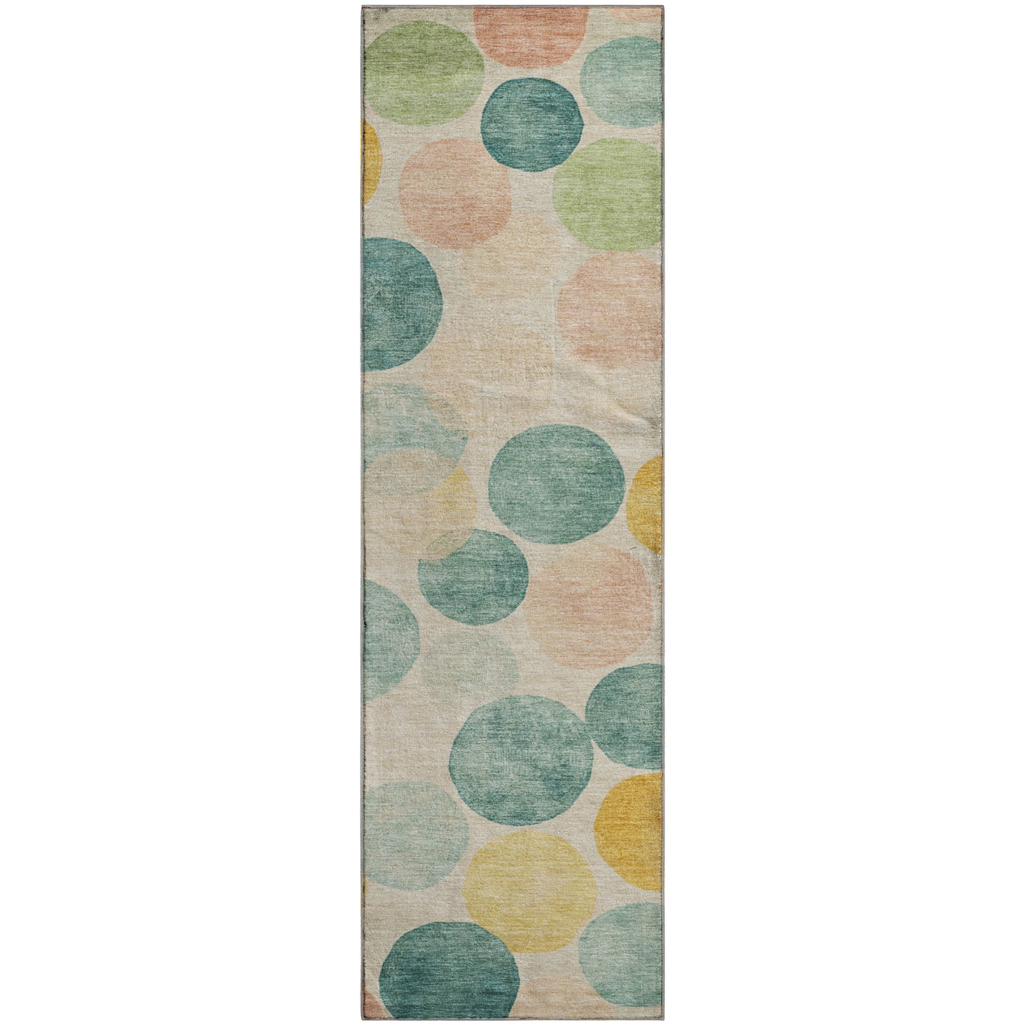 Split Machine Washable Transitional Teal Rug 2'3" x 7'6" #shape_Runner
