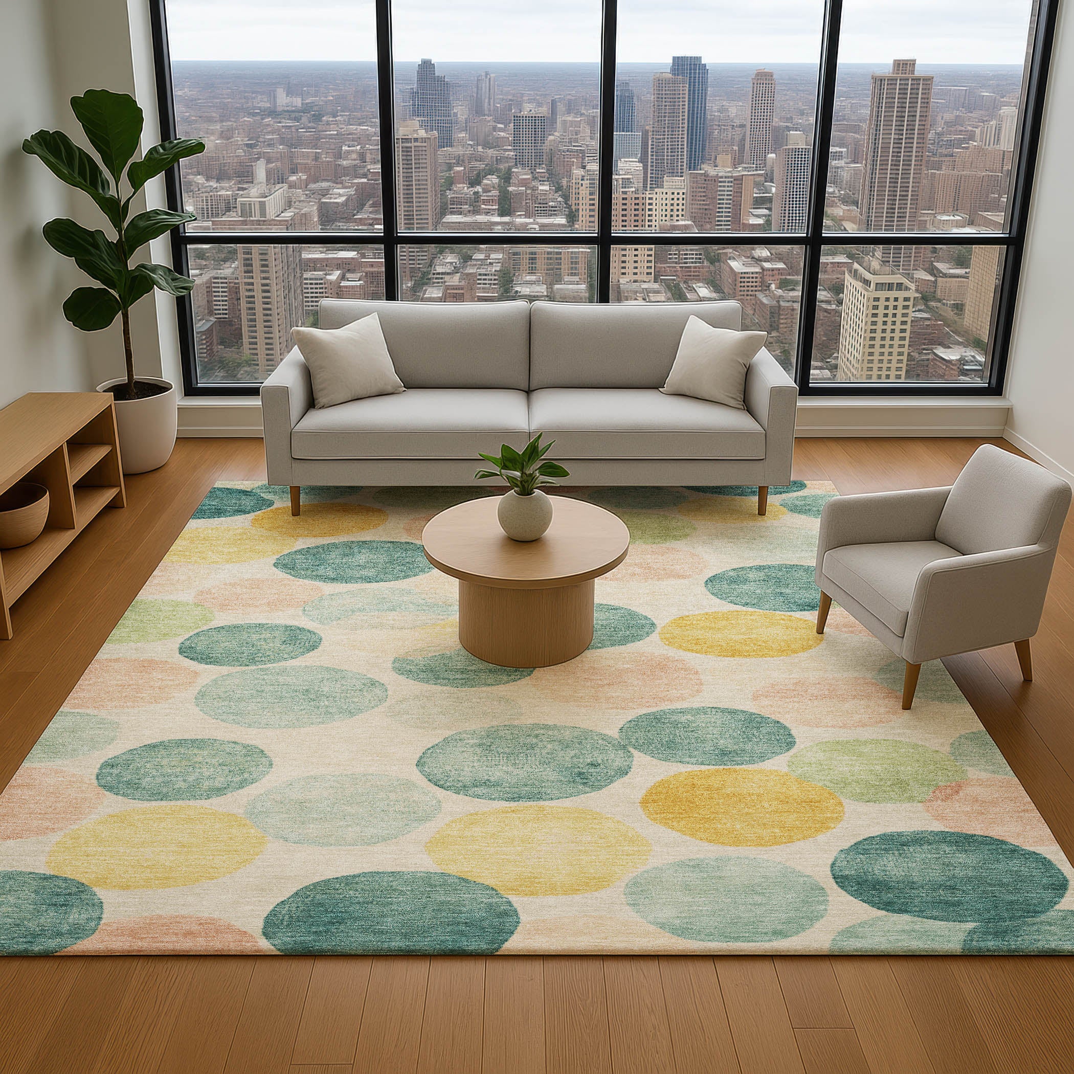 Split Machine Washable Transitional Teal Rug 2'6" x 3'10" #shape_Rectangle