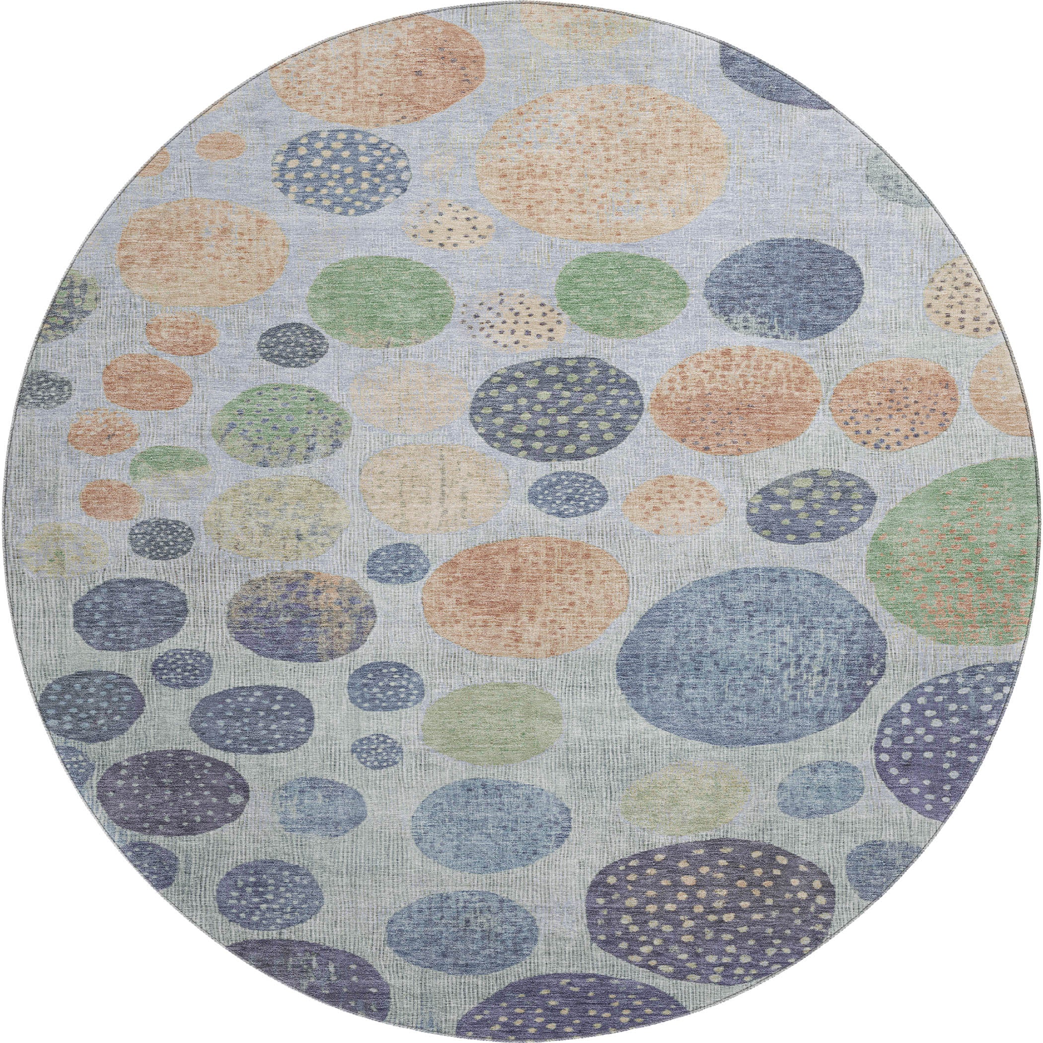 Salzburg Machine Washable Transitional Denim Blue Rug 8' x 8' #shape_Round