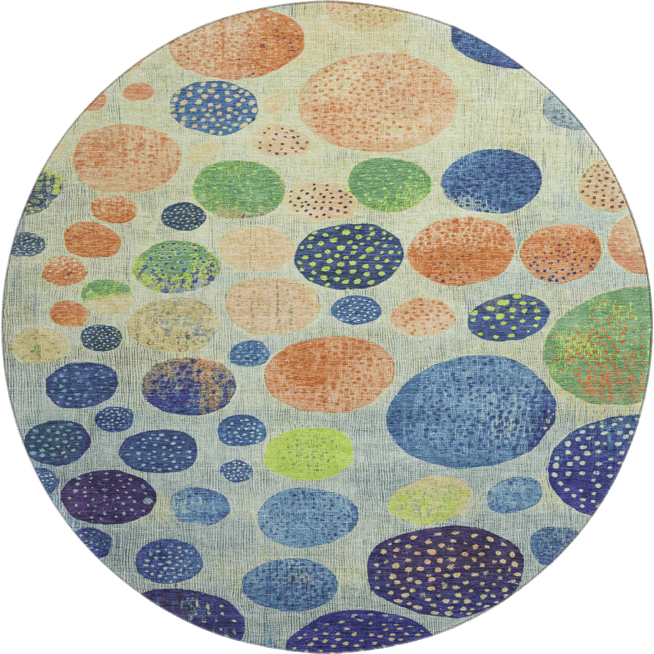 Salzburg Machine Washable Transitional Navy Blue Rug 8' x 8' #shape_Round