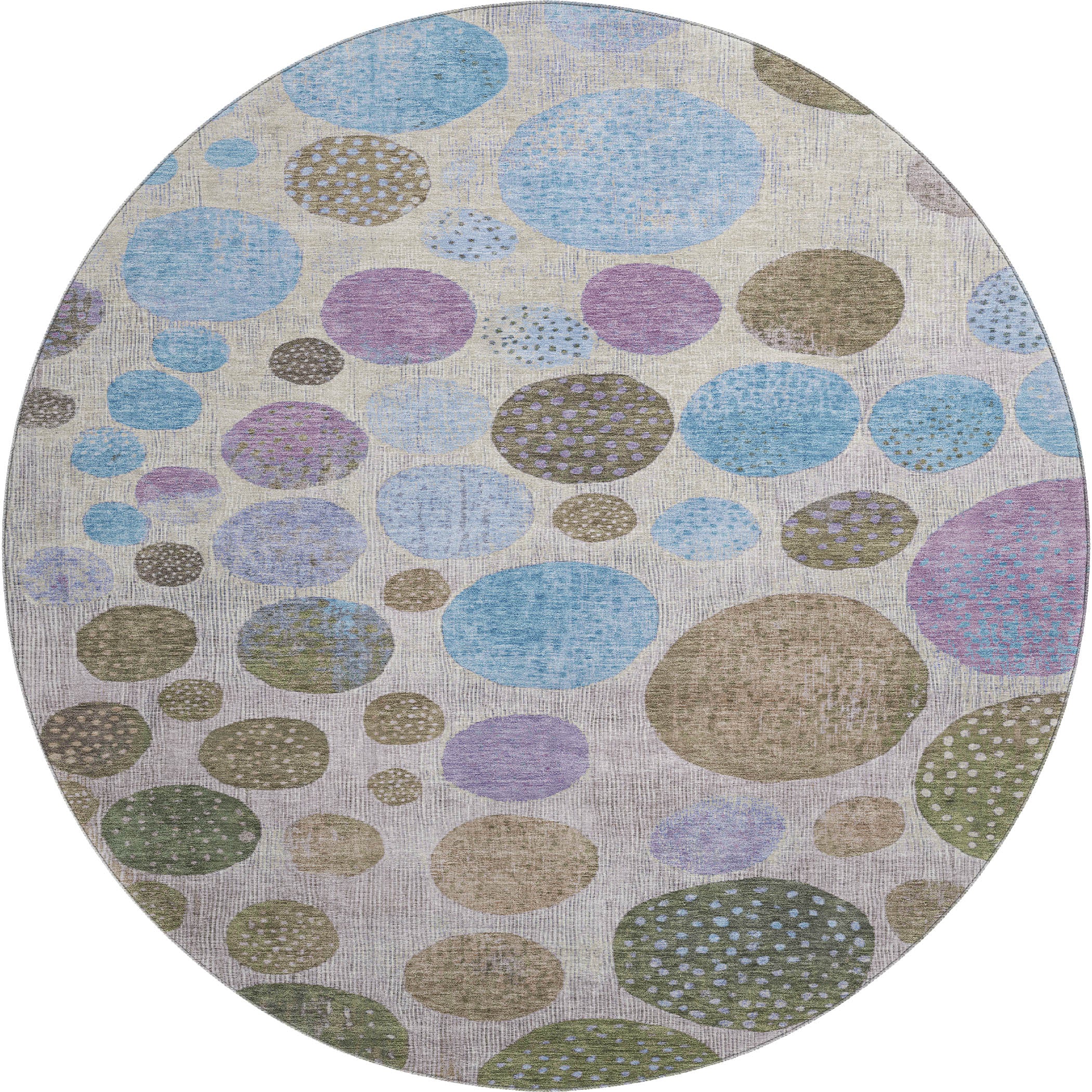 Salzburg Machine Washable Transitional Taupe Brown Rug 8' x 8' #shape_Round