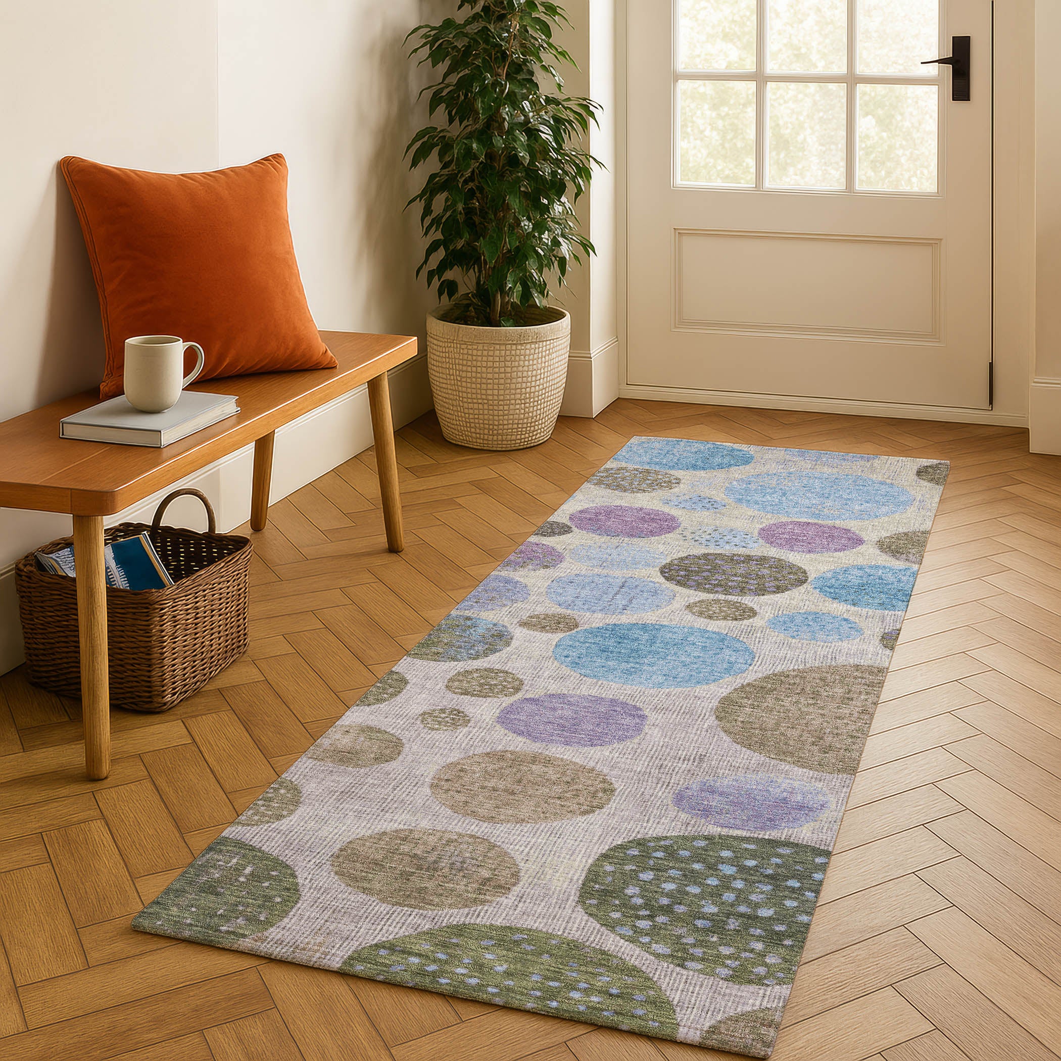 Salzburg Machine Washable Transitional Taupe Brown Rug 2'3" x 7'6" #shape_Runner
