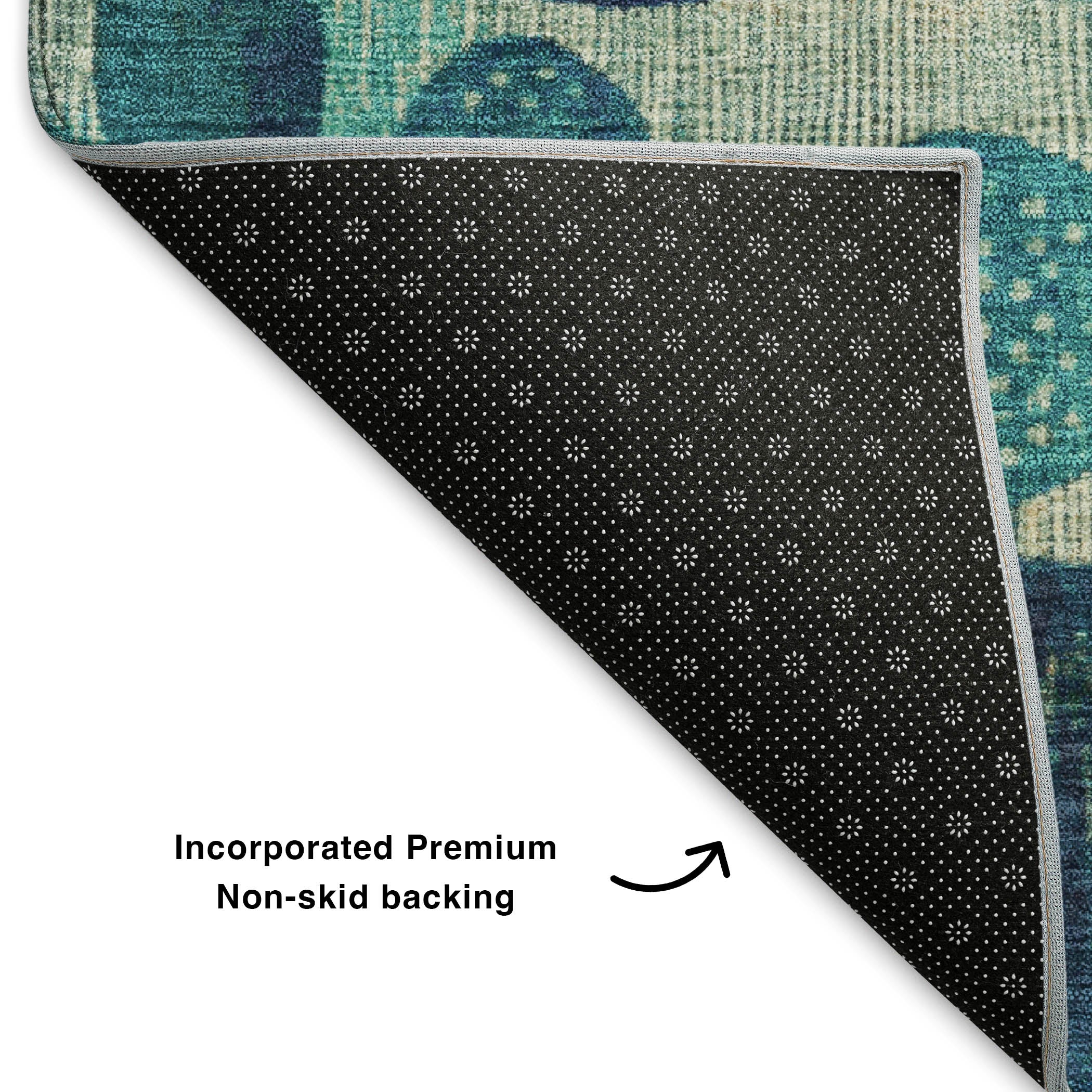Salzburg Machine Washable Transitional Teal Rug 1'8" x 2'6" #shape_Rectangle