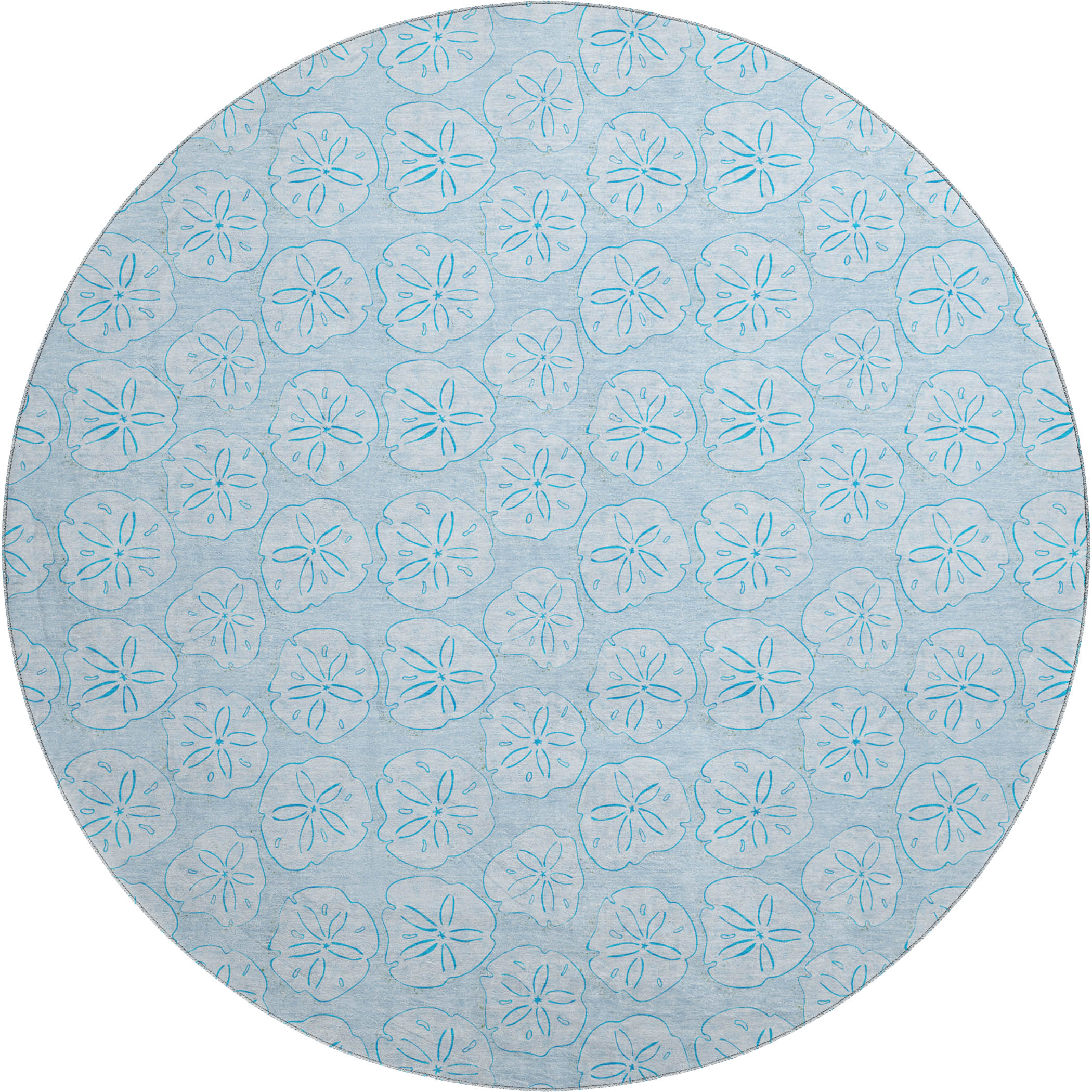 Salzburg Machine Washable Coastal Blue Rug 8' x 8' #shape_Round
