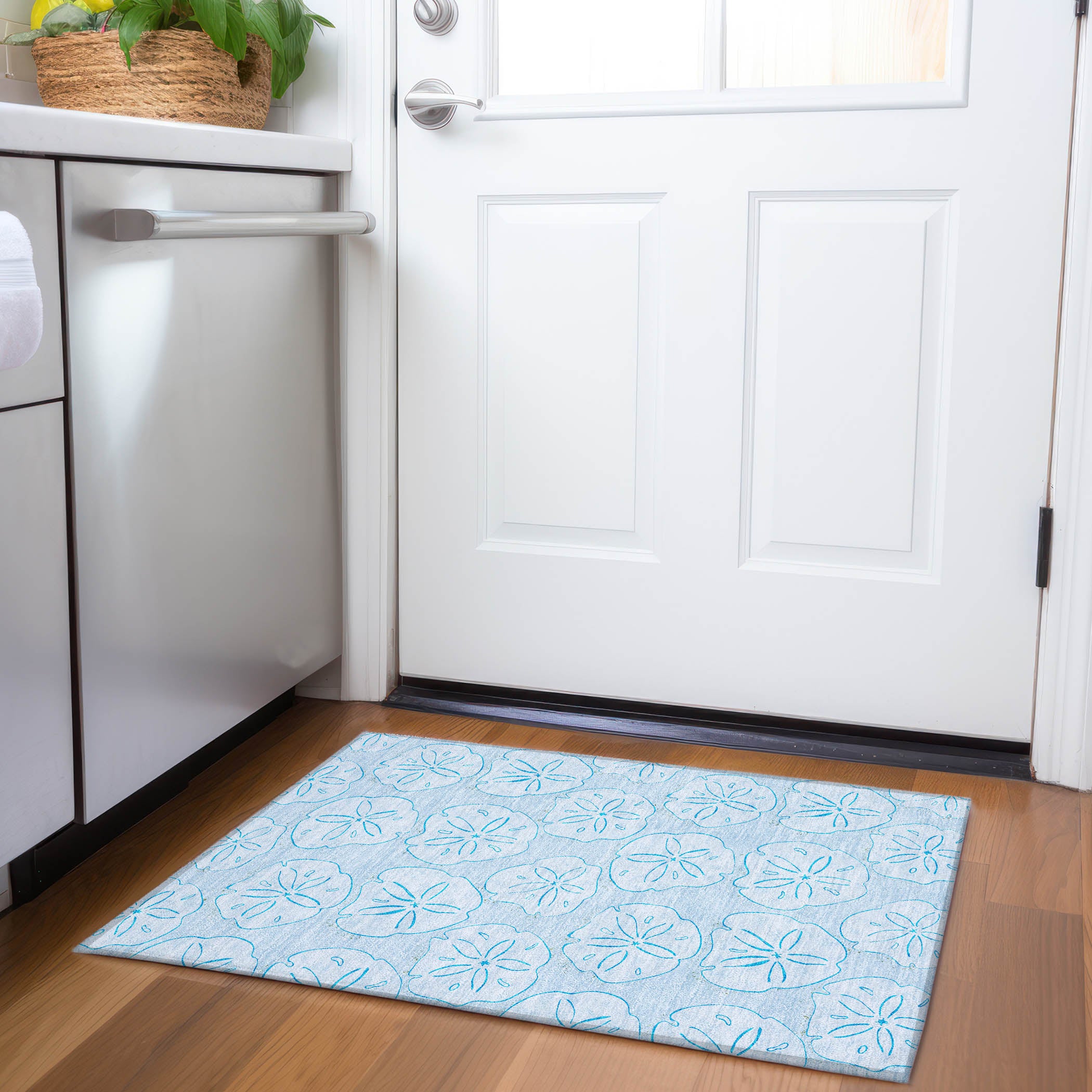 Salzburg Machine Washable Coastal Blue Rug 1'8" x 2'6" #shape_Rectangle