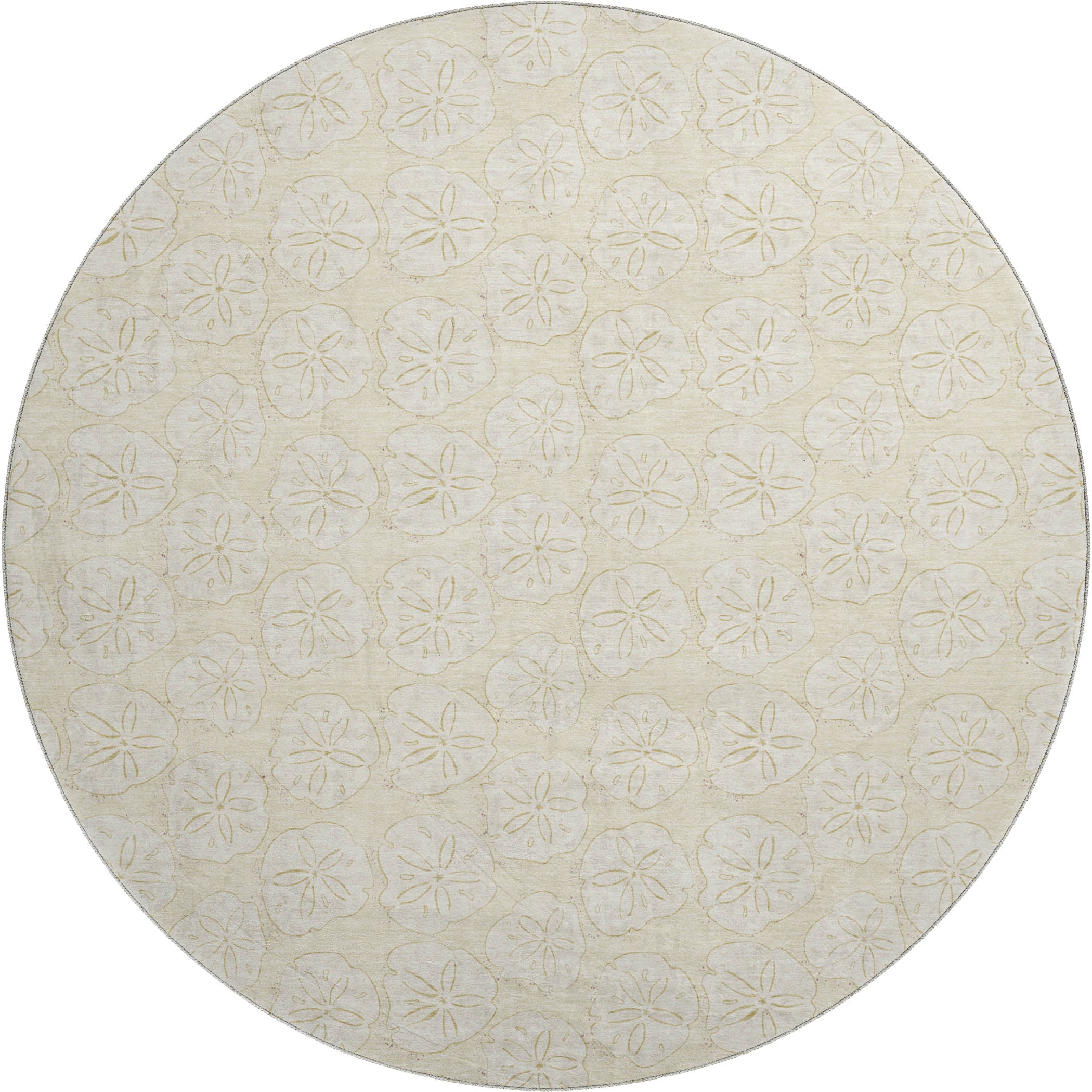 Salzburg Machine Washable Coastal Sand Ivory Rug 8' x 8' #shape_Round