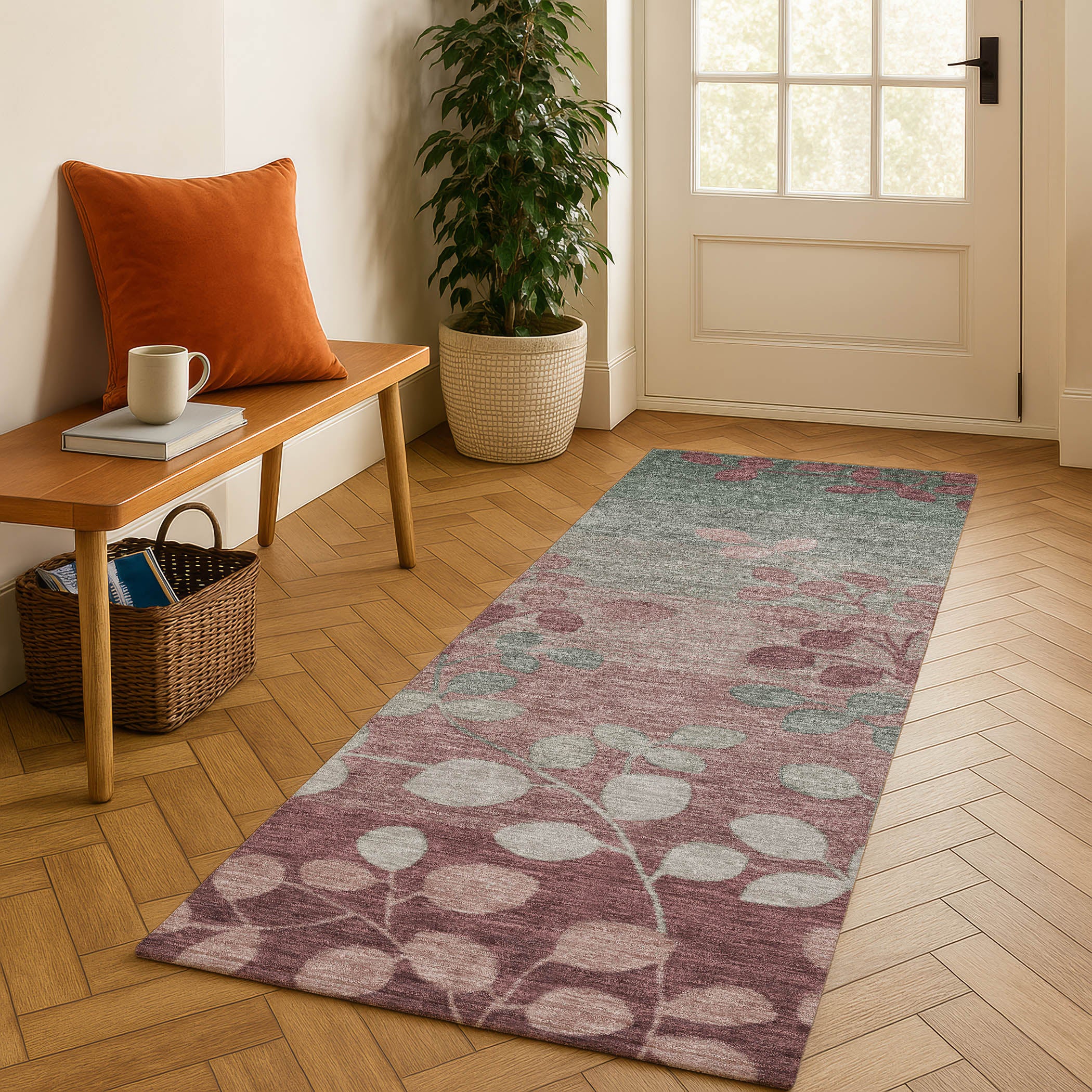 Dubrovnik Machine Washable Transitional Blush Pink Rug 2'3" x 7'6" #shape_Runner