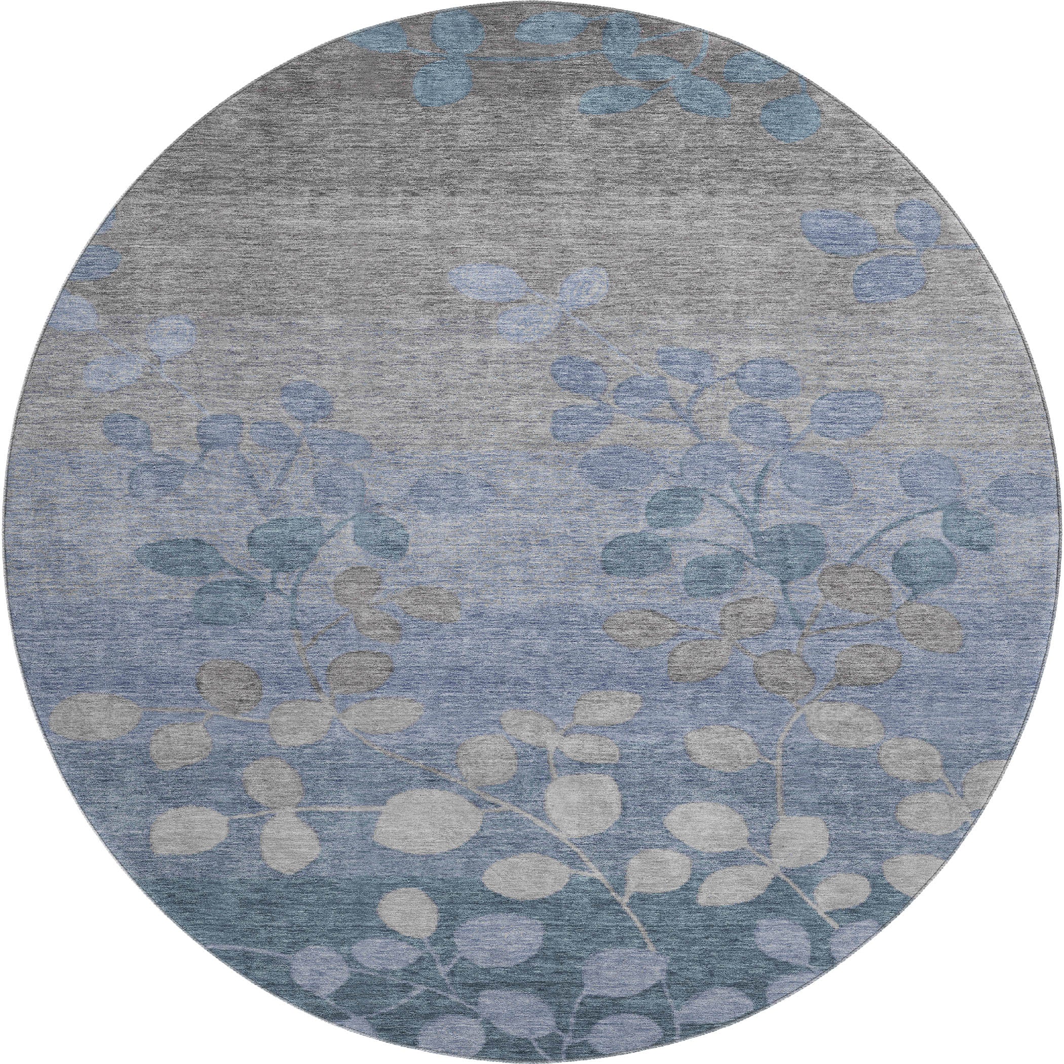 Dubrovnik Machine Washable Transitional Denim Blue Rug 8' x 8' #shape_Round