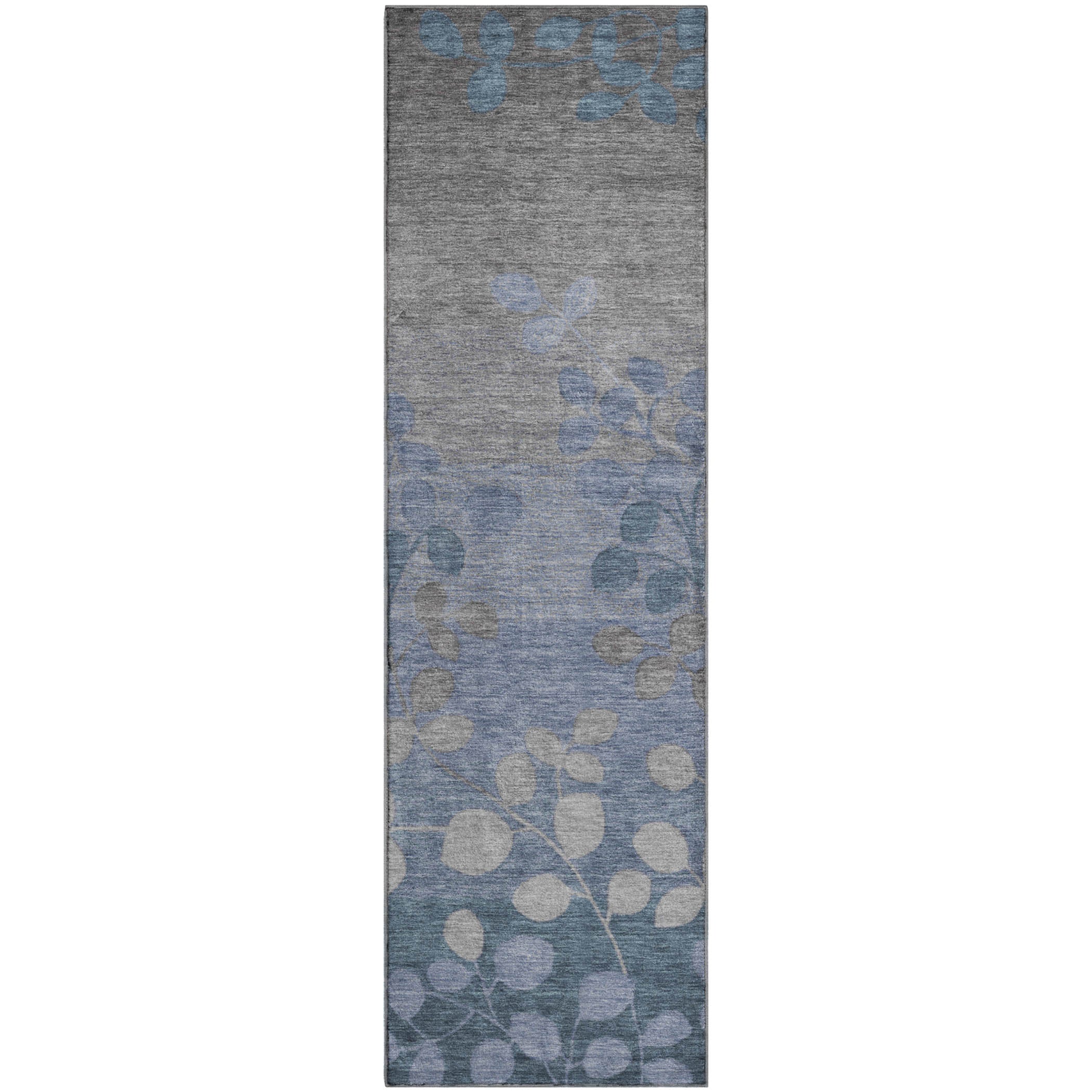 Dubrovnik Machine Washable Transitional Denim Blue Rug 2'3" x 7'6" #shape_Runner