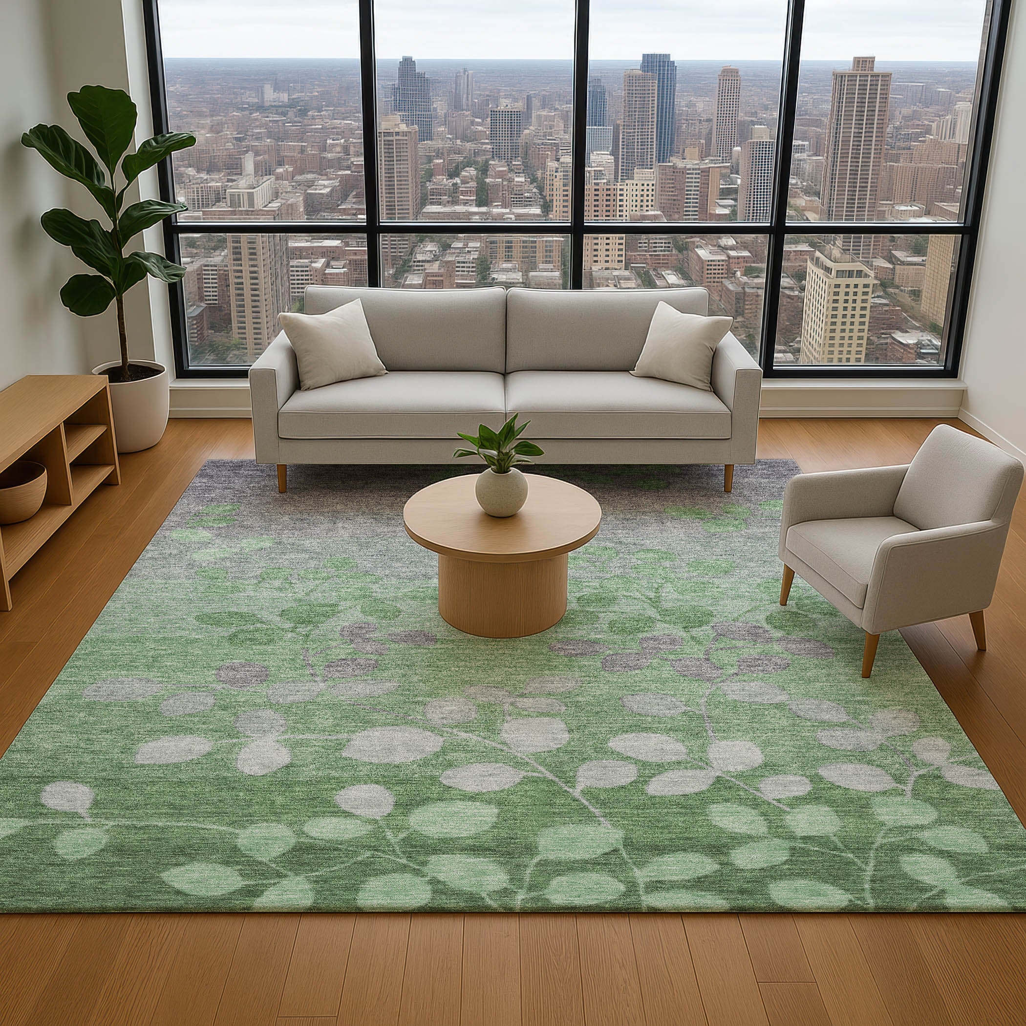 Dubrovnik Machine Washable Transitional Green Rug 2'6" x 3'10" #shape_Rectangle