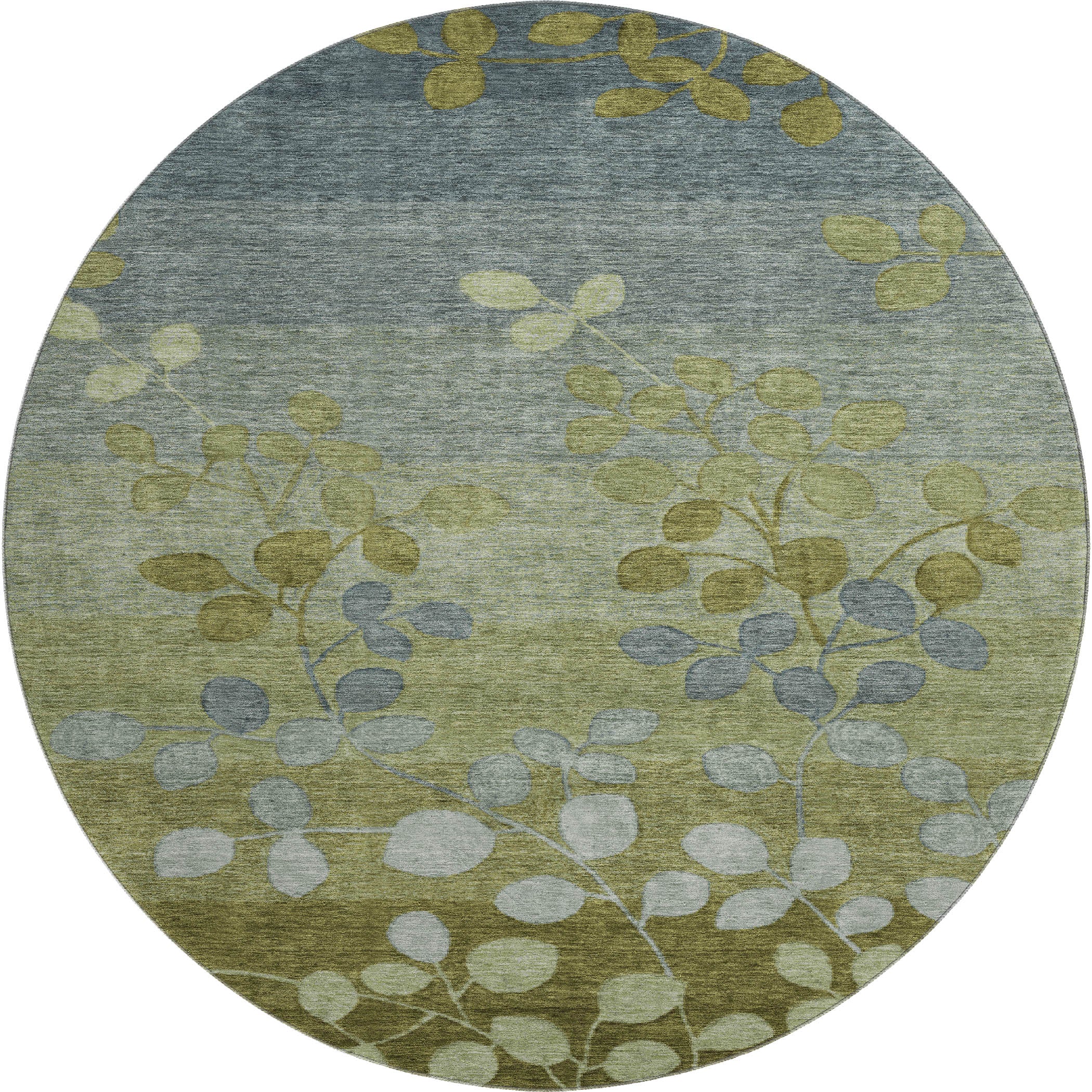 Dubrovnik Machine Washable Transitional Olive Green Rug 8' x 8' #shape_Round