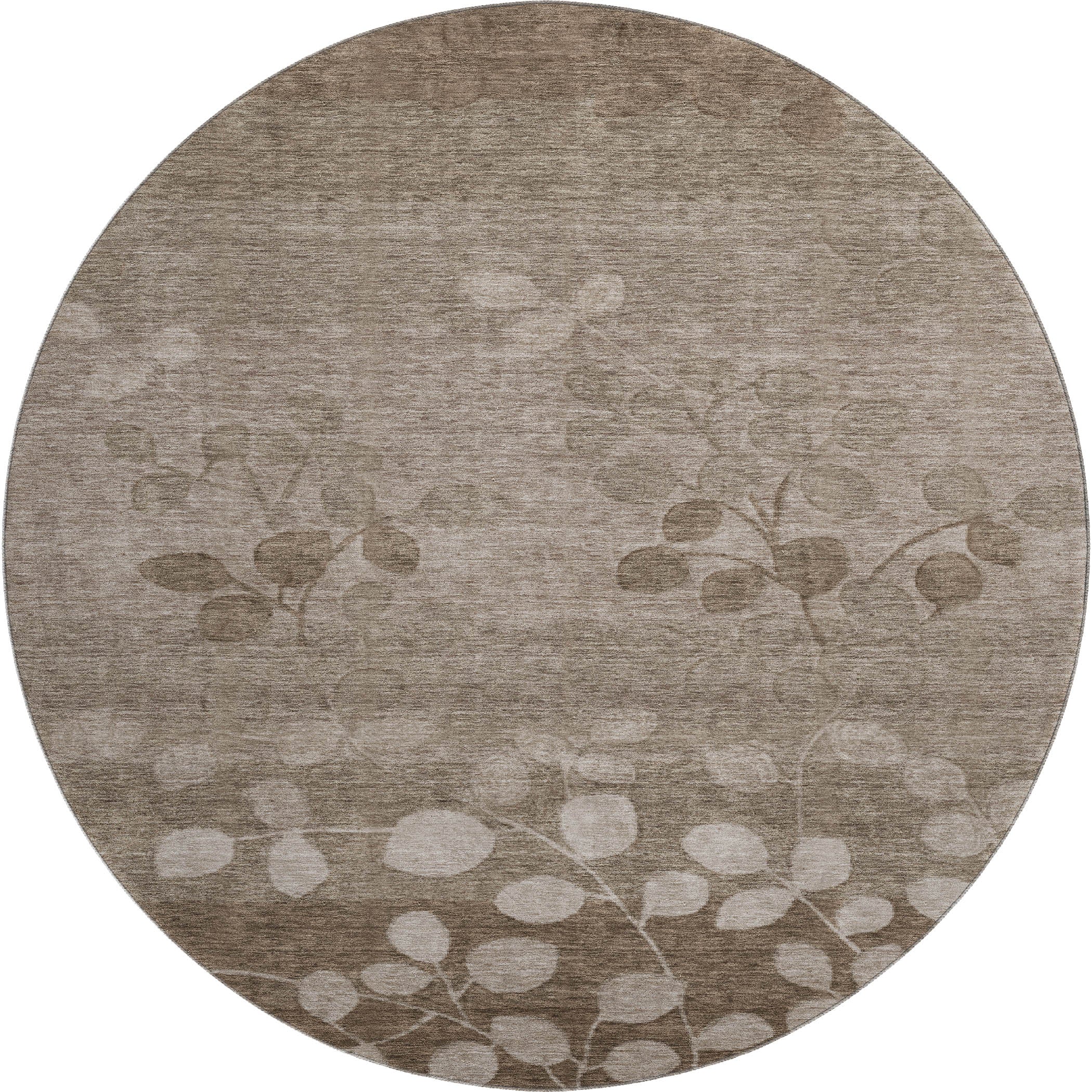 Dubrovnik Machine Washable Transitional Taupe Brown Rug 8' x 8' #shape_Round