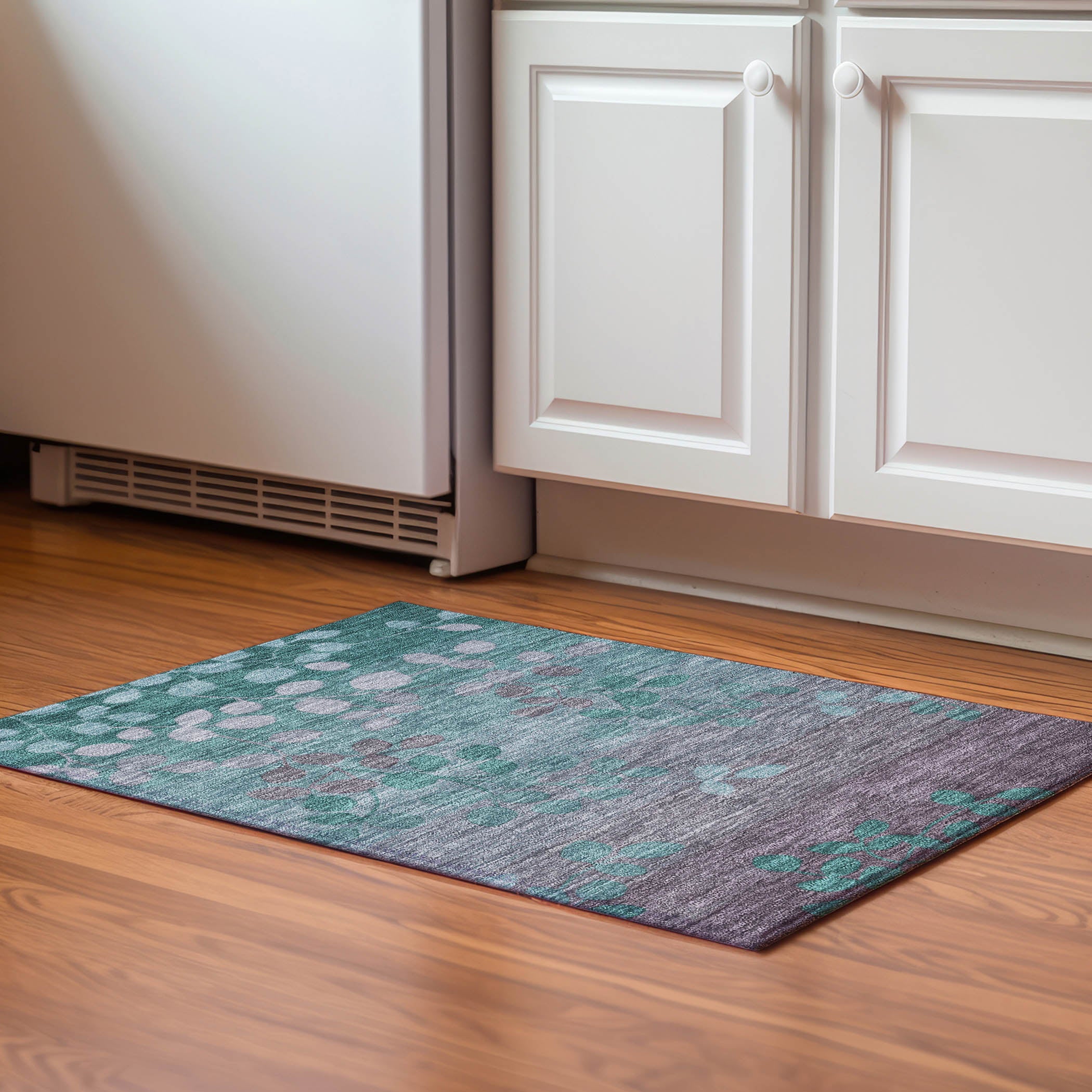 Dubrovnik Machine Washable Transitional Teal Rug 1'8" x 2'6" #shape_Rectangle