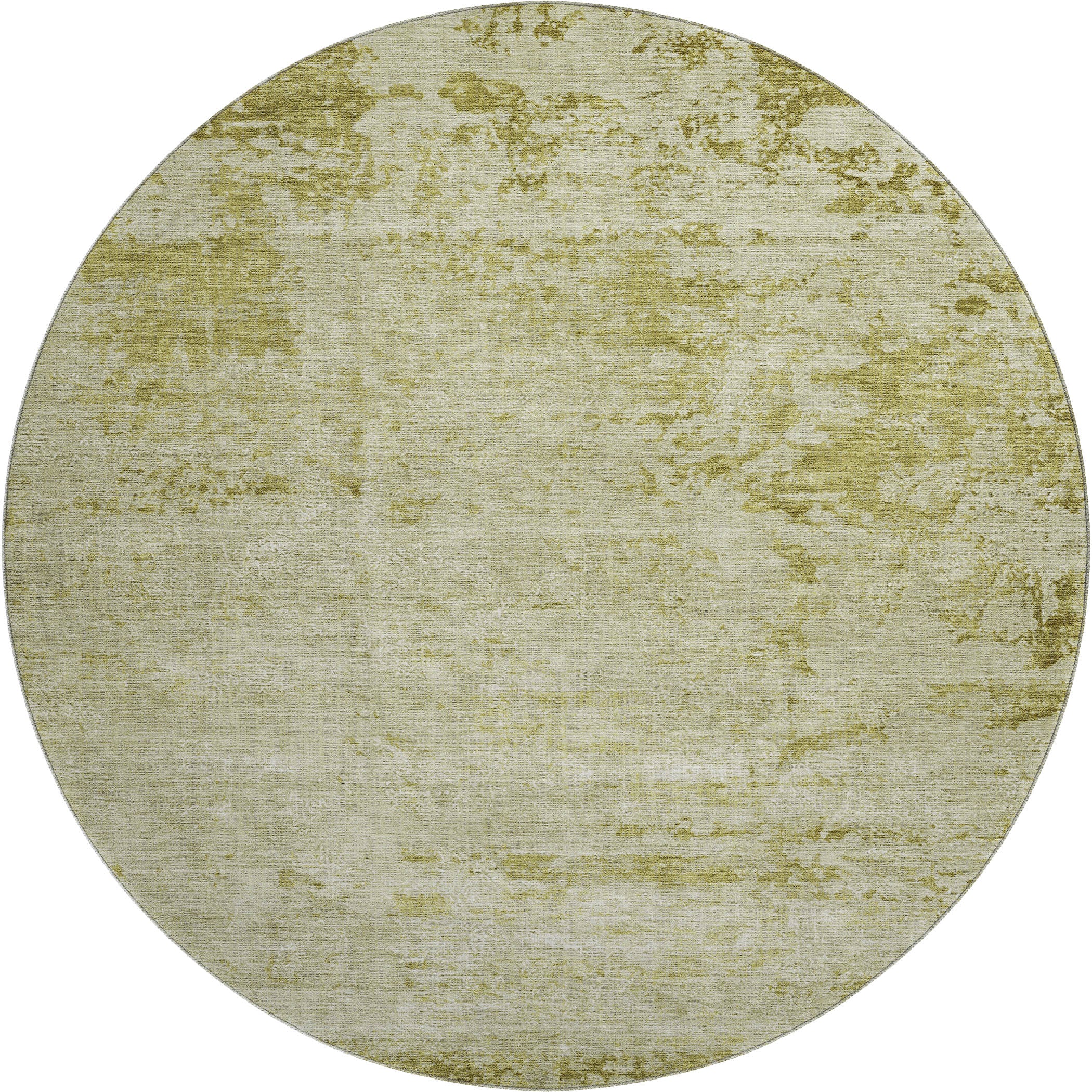Kathmandu Machine Washable Transitional Aloe Green Rug 8' x 8' #shape_Round