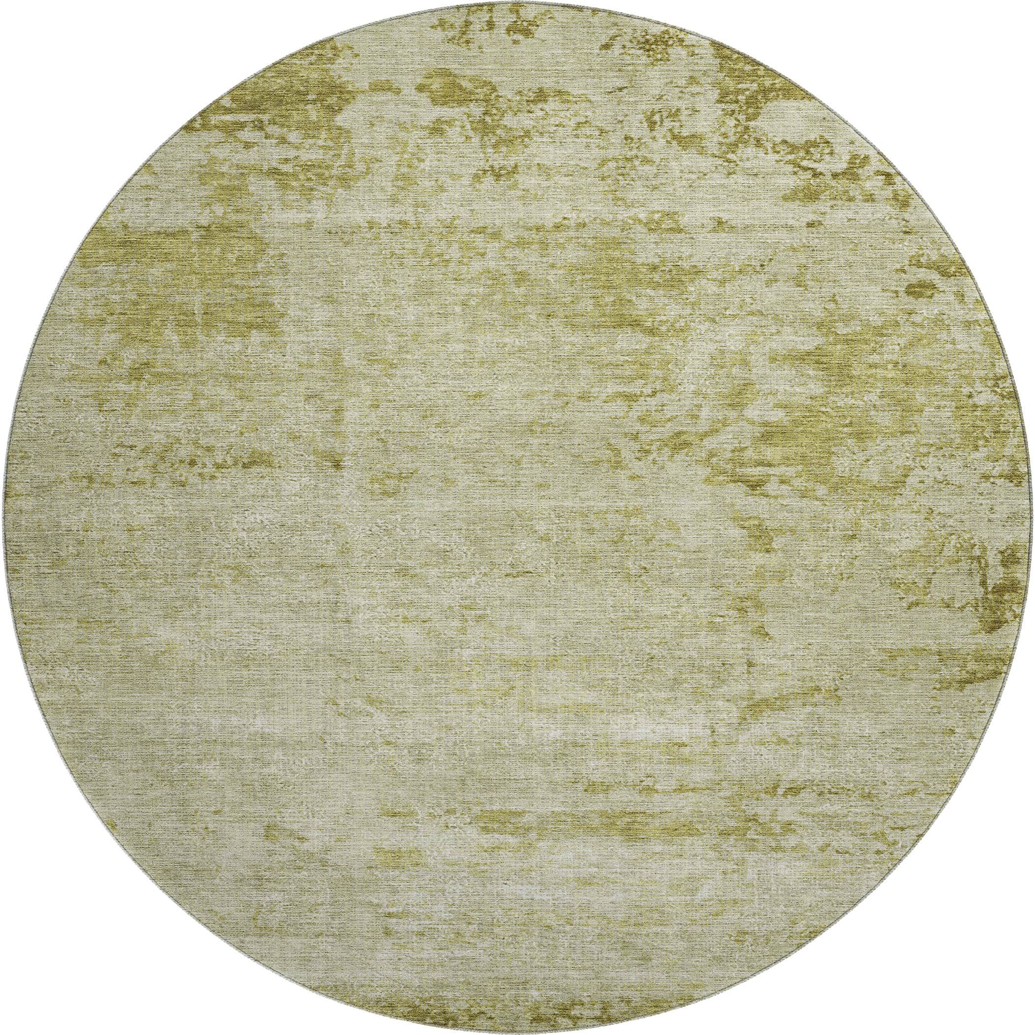 Kathmandu Machine Washable Transitional Aloe Green Rug 8' x 8' #shape_Round