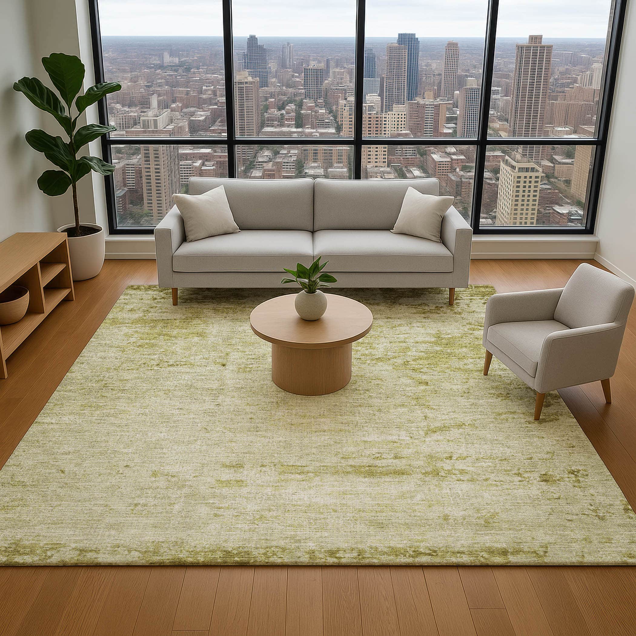 Kathmandu Machine Washable Transitional Aloe Green Rug 2'6" x 3'10" #shape_Rectangle