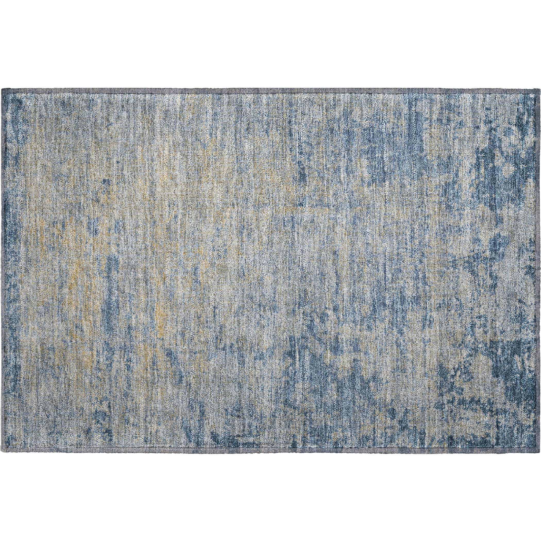 Kathmandu Machine Washable Transitional Navy Blue Rug 1'8" x 2'6" #shape_Rectangle