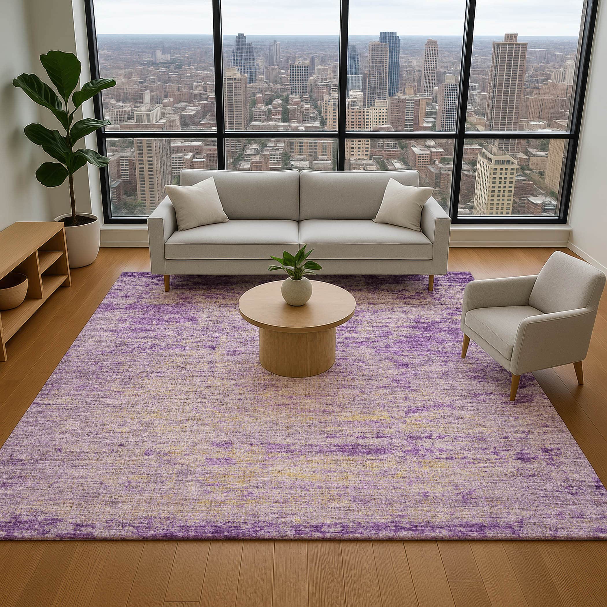 Kathmandu Machine Washable Transitional Purple Rug 2'6" x 3'10" #shape_Rectangle