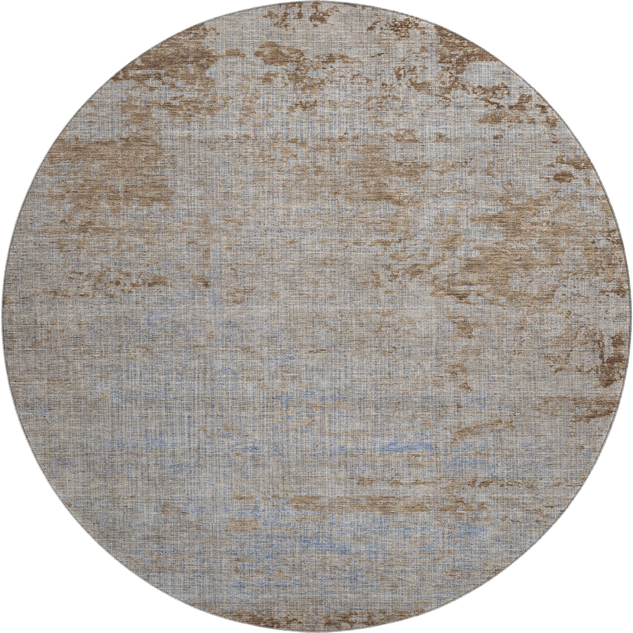 Kathmandu Machine Washable Transitional Taupe Brown Rug 8' x 8' #shape_Round