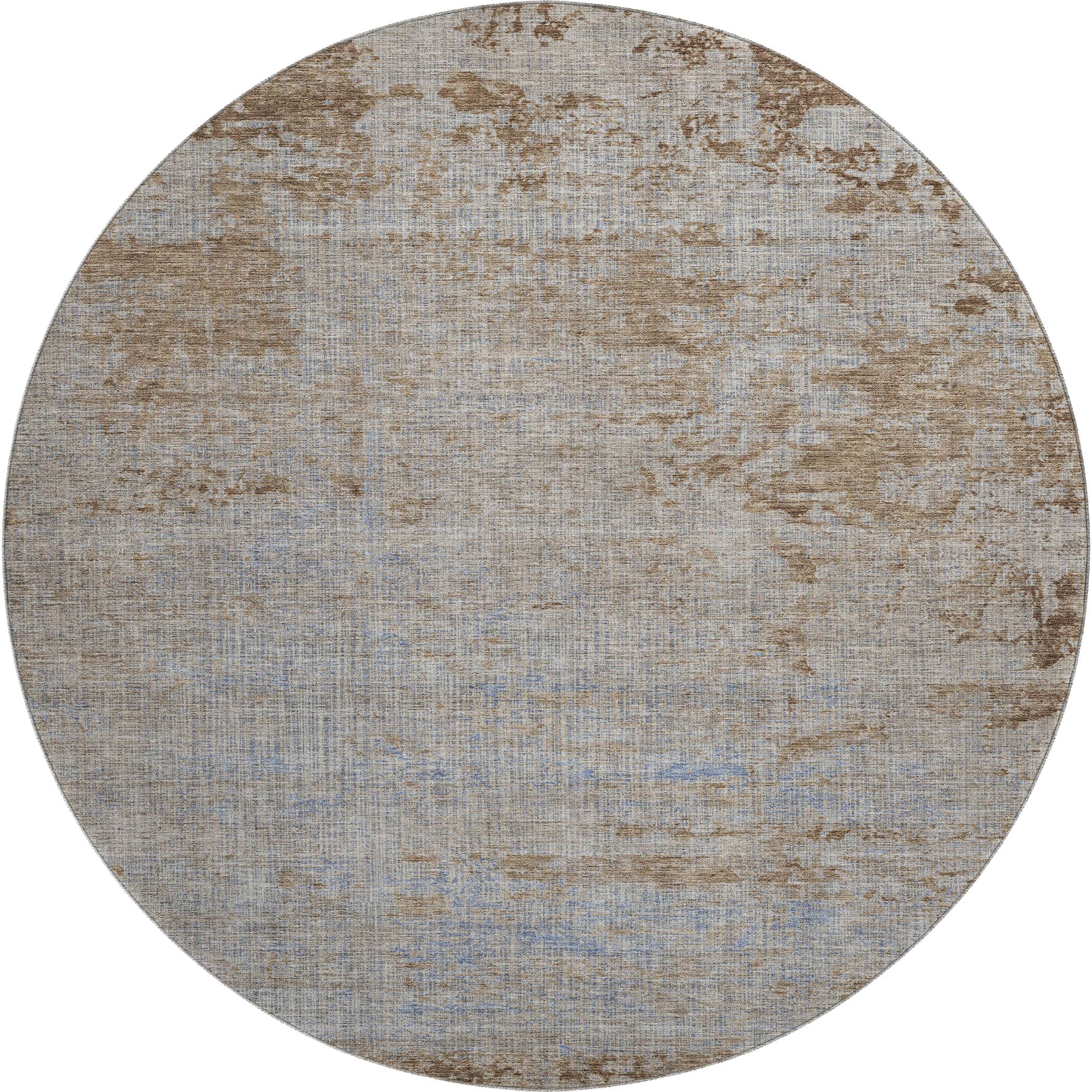 Kathmandu Machine Washable Transitional Taupe Brown Rug 8' x 8' #shape_Round
