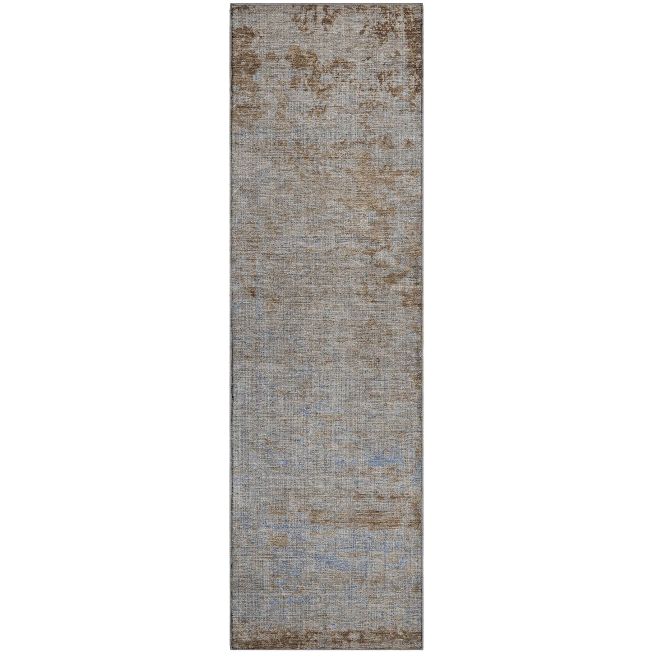 Kathmandu Machine Washable Transitional Taupe Brown Rug 2'3" x 7'6" #shape_Runner