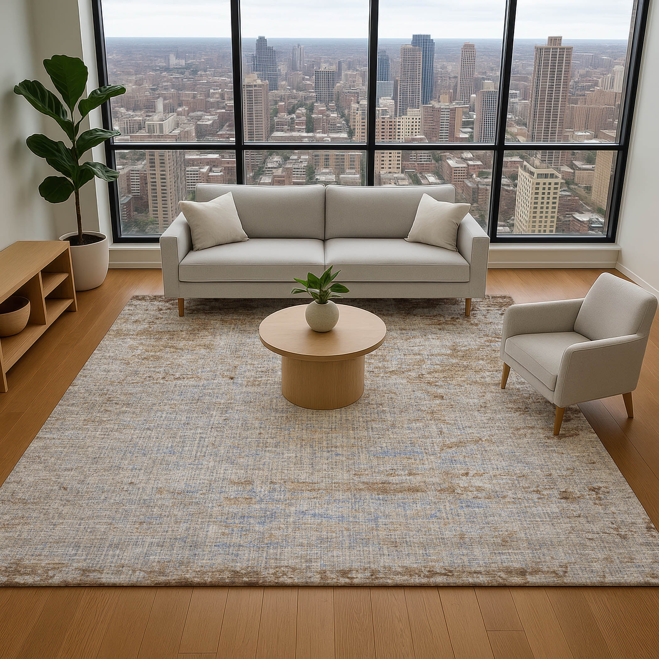 Kathmandu Machine Washable Transitional Taupe Brown Rug 2'6" x 3'10" #shape_Rectangle
