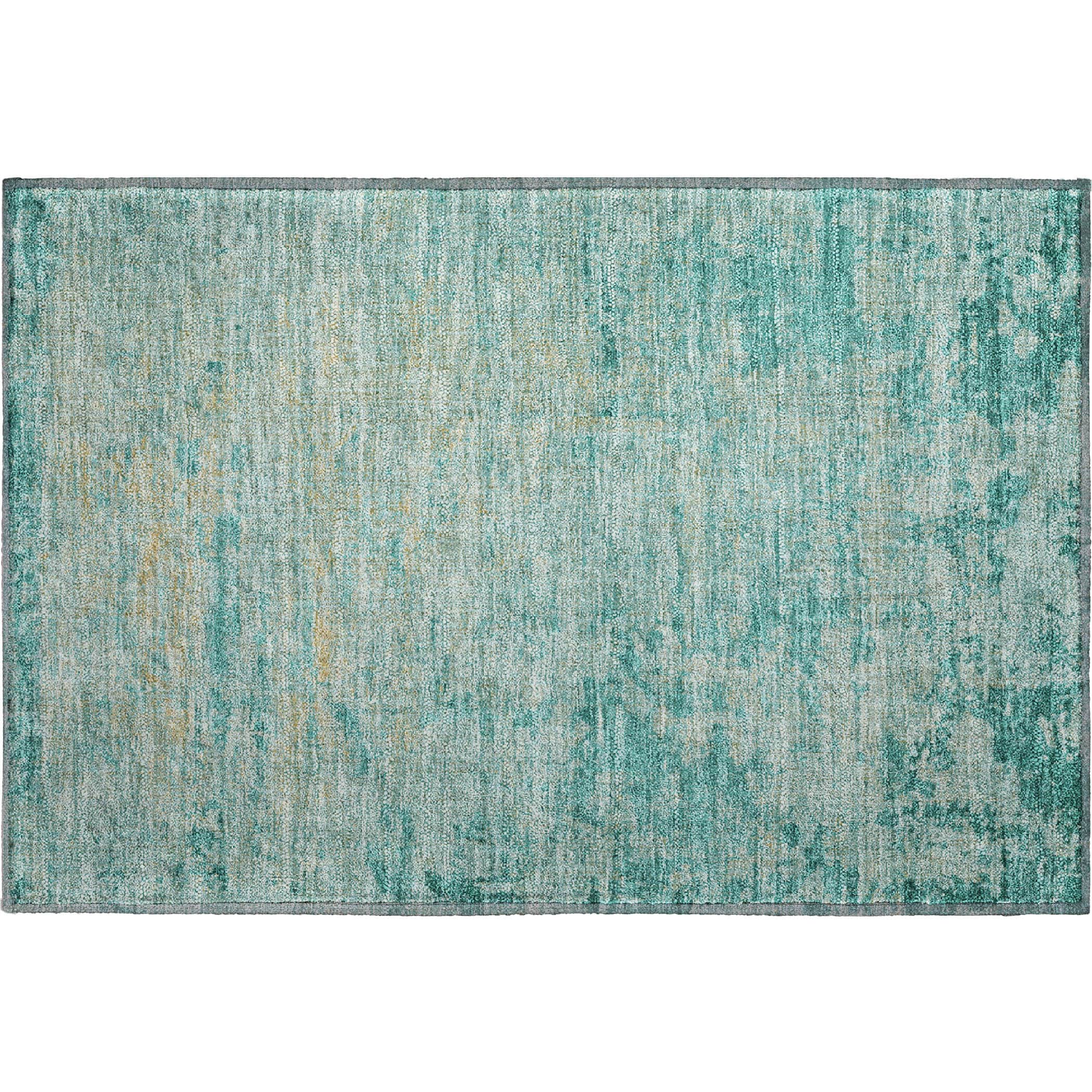 Kathmandu Machine Washable Transitional Teal Rug 1'8" x 2'6" #shape_Rectangle