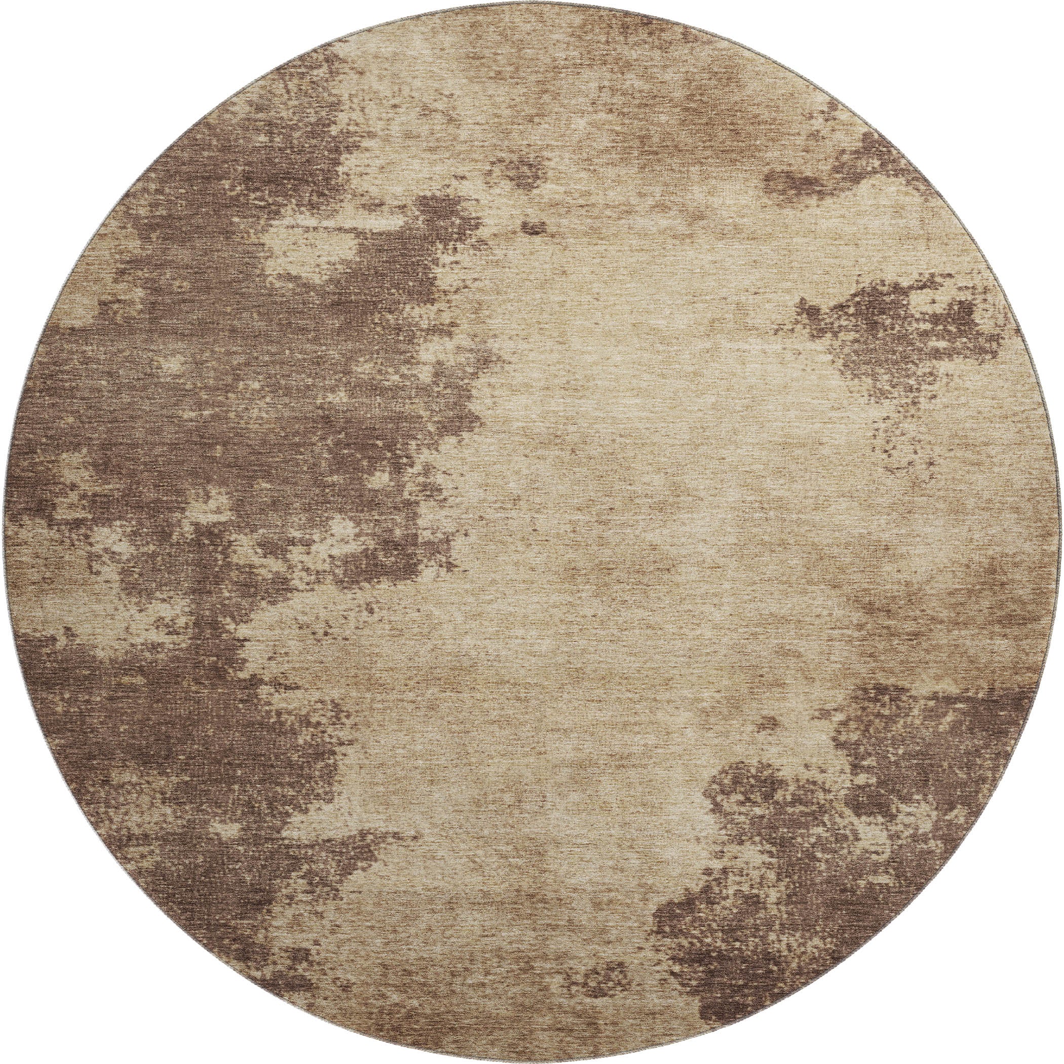 Bern Machine Washable Transitional Brown Rug 8' x 8' #shape_Round