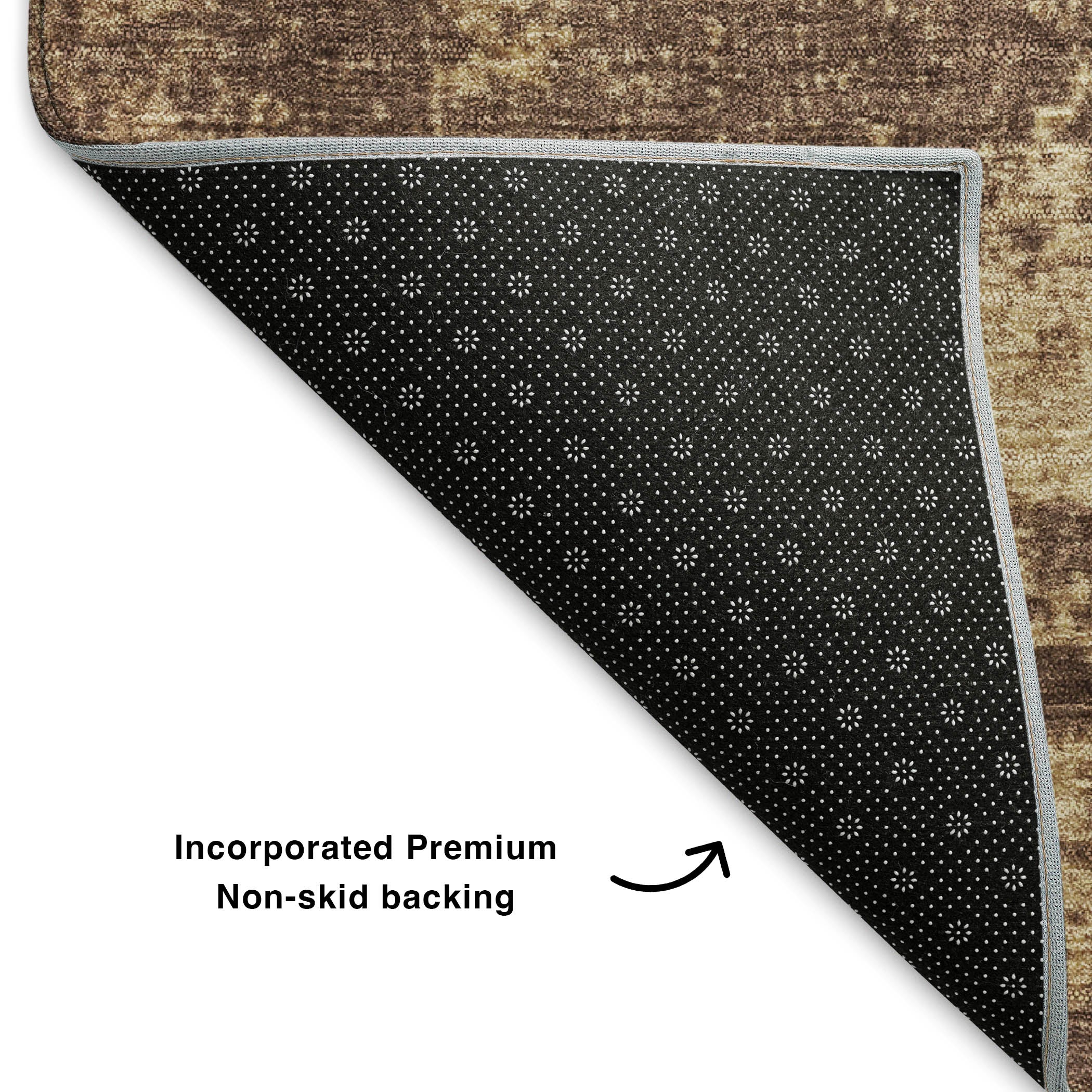 Bern Machine Washable Transitional Brown Rug 1'8" x 2'6" #shape_Rectangle